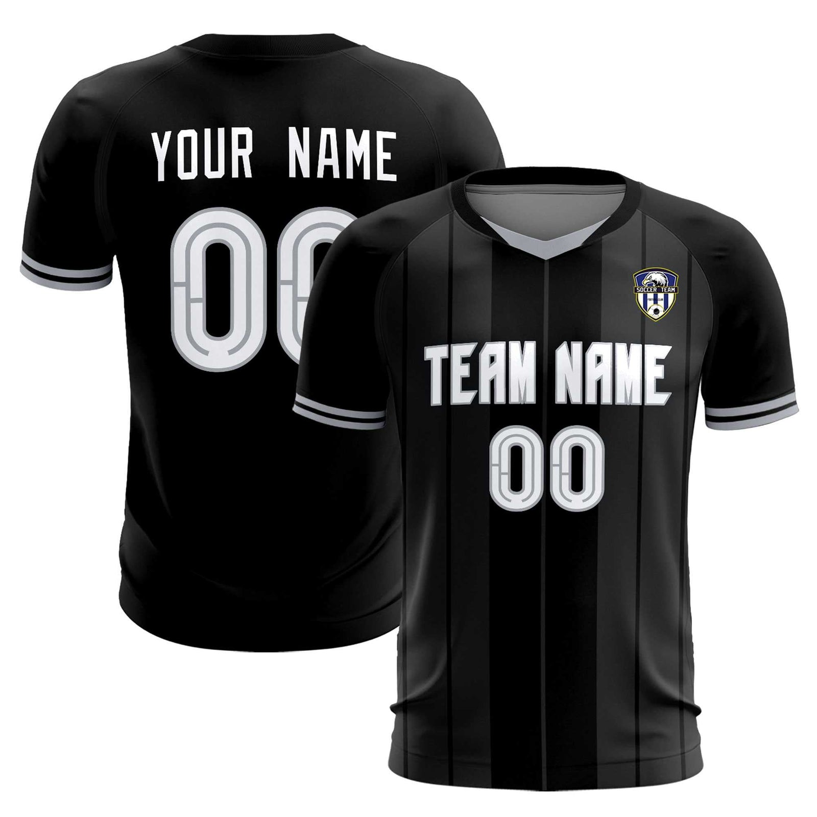 Custom Black Classic Striped Personalized Soccer Tops/Sets Jersey
