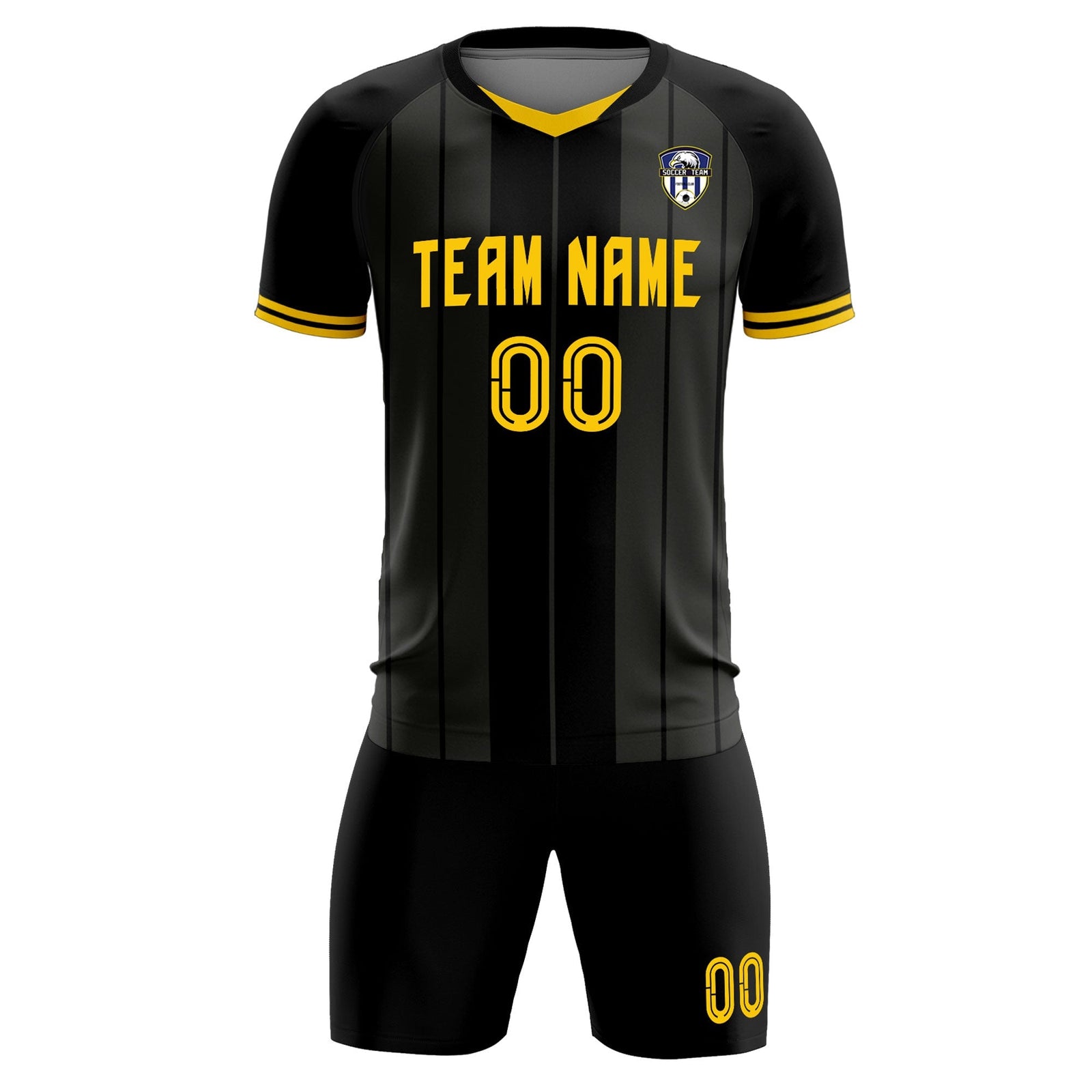 Custom Black Classic Striped Personalized Soccer Tops/Sets Jersey