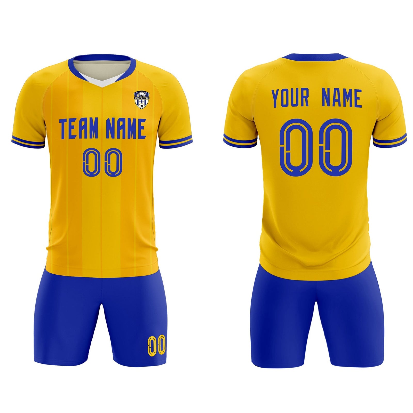 Custom Gold Classic Striped Personalized Soccer Tops/Sets Jersey
