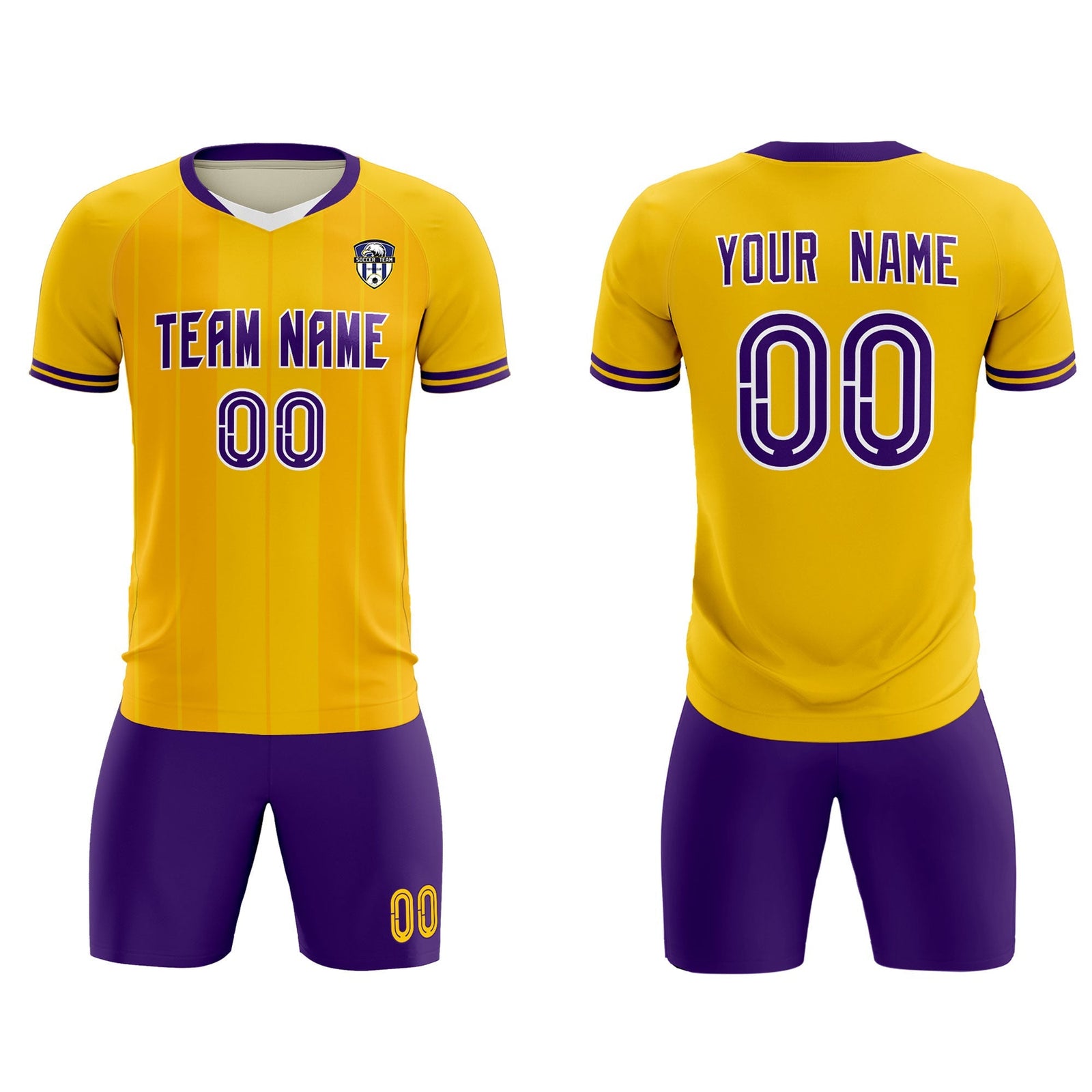 Custom Gold Classic Striped Personalized Soccer Tops/Sets Jersey