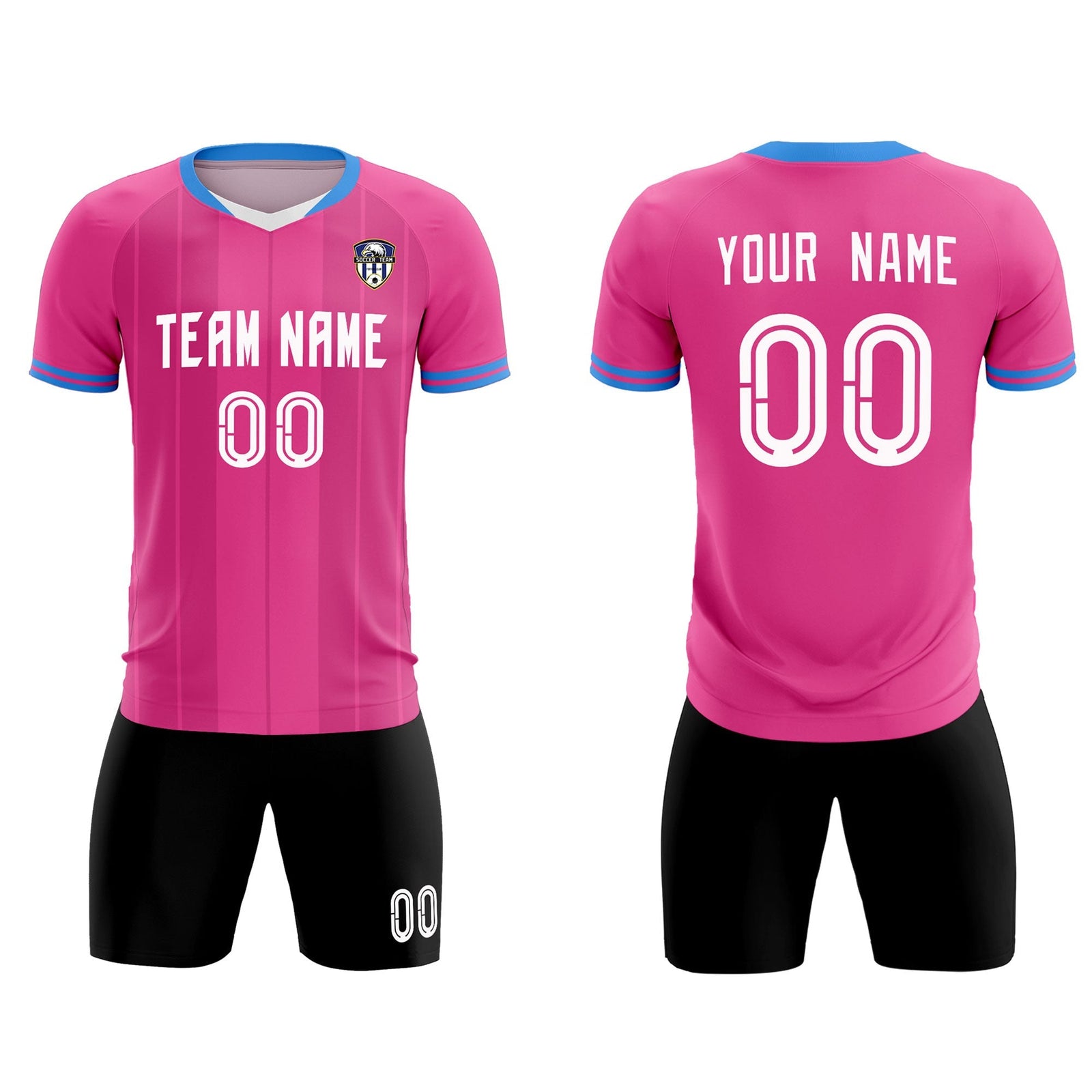 Custom Pink Classic Striped Personalized Soccer Tops/Sets Jersey