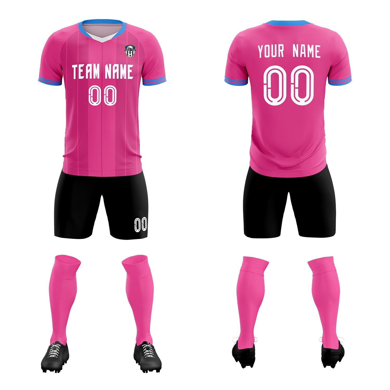 Custom Pink Classic Striped Personalized Soccer Tops/Sets Jersey