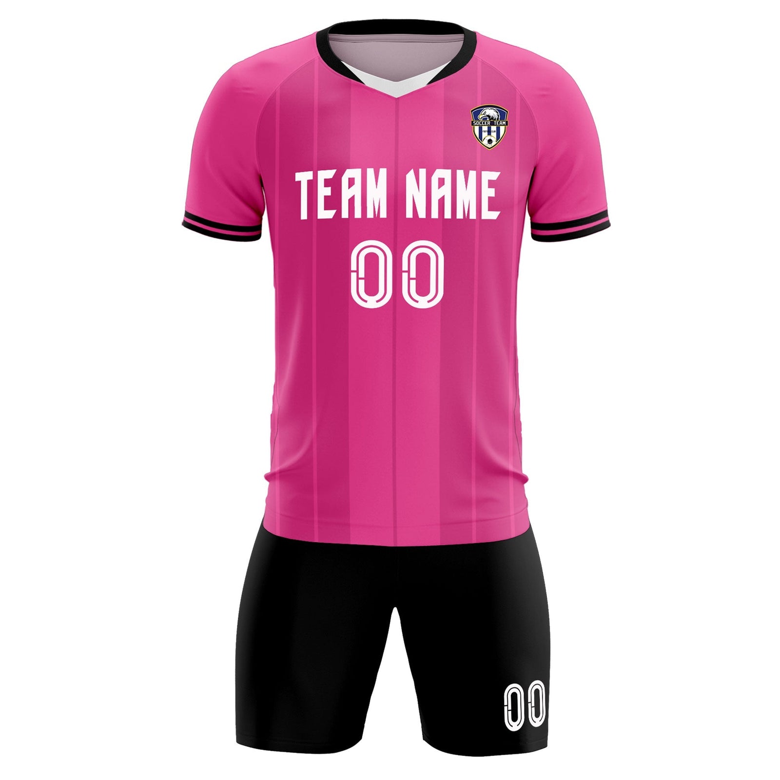 Custom Pink Classic Striped Personalized Soccer Tops/Sets Jersey