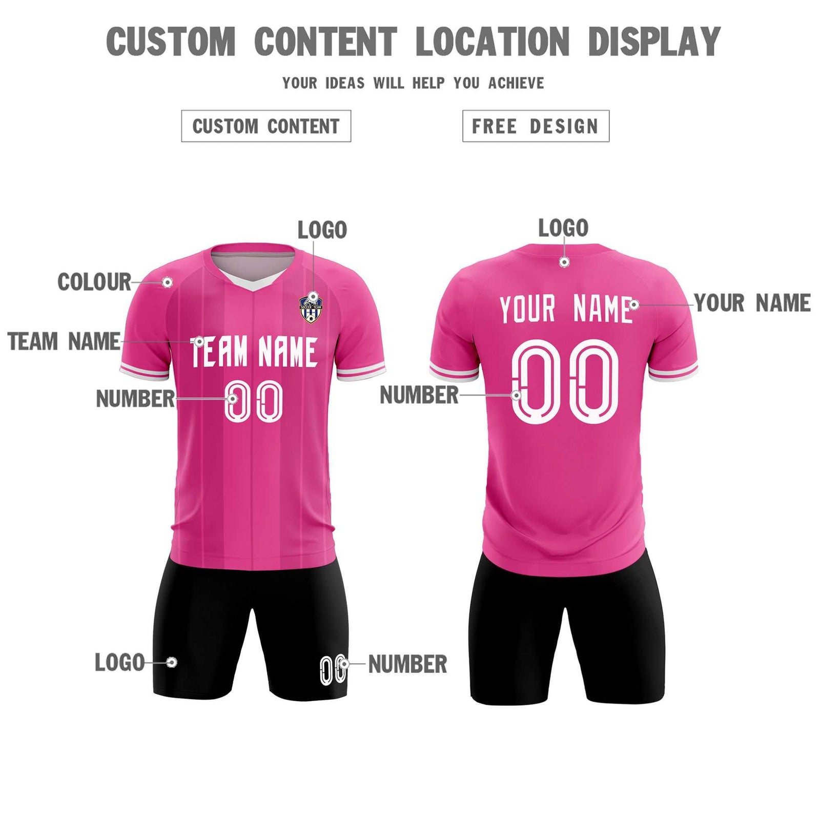 Custom Pink Classic Striped Personalized Soccer Tops/Sets Jersey