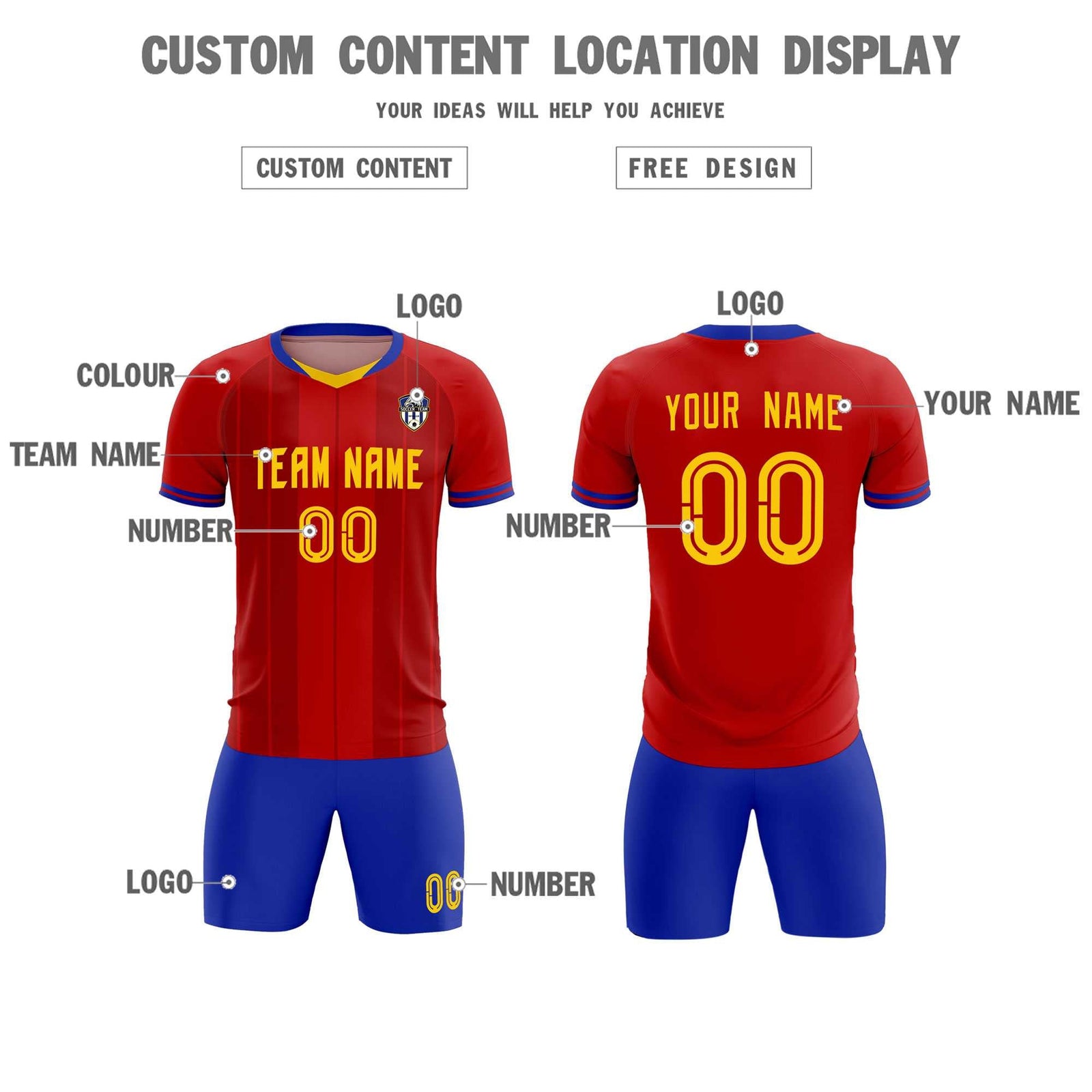 Custom Red Classic Striped Personalized Soccer Tops/Sets Jersey