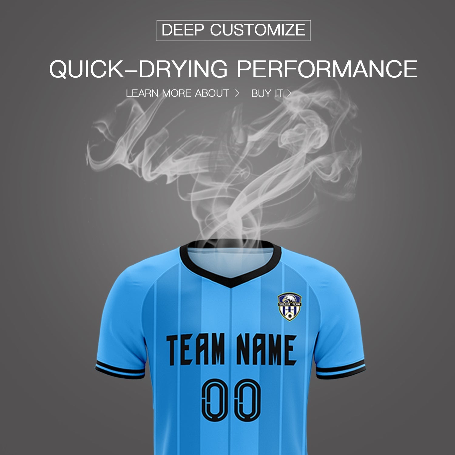 Custom Powder Blue Classic Striped Personalized Soccer Tops/Sets Jersey