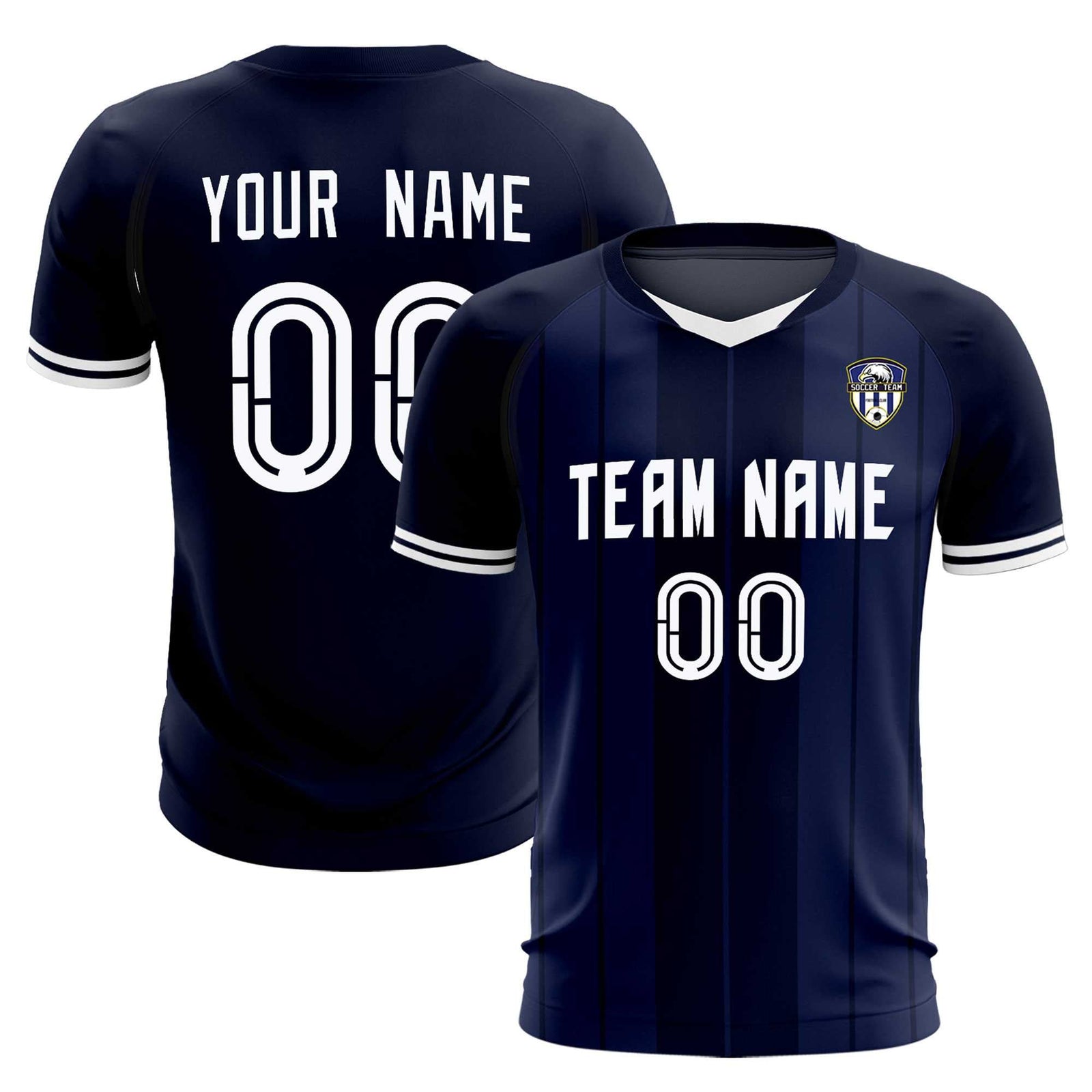 Custom Navy Classic Striped Personalized Soccer Tops/Sets Jersey