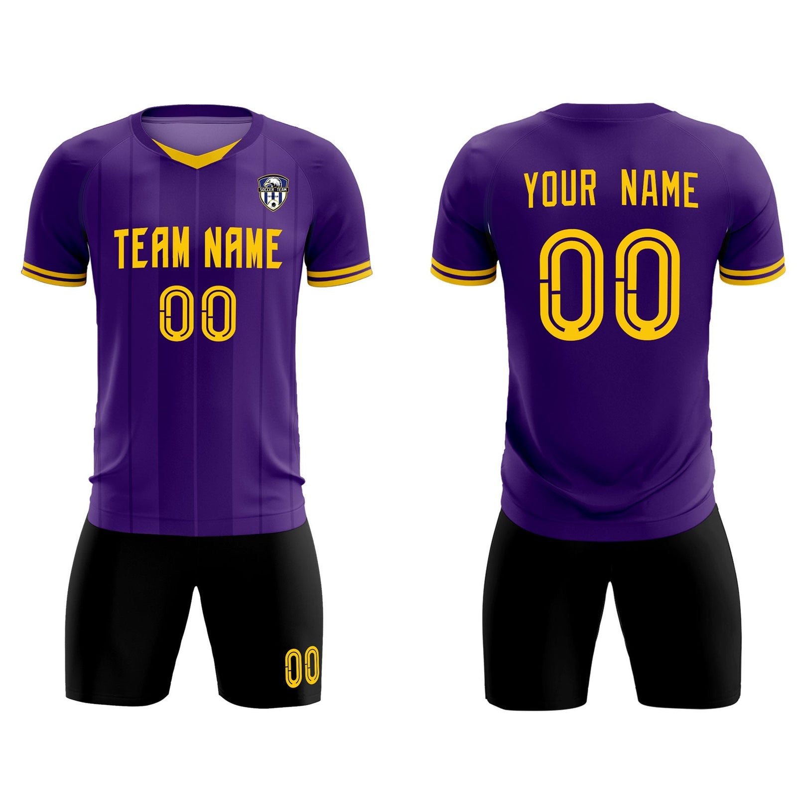 Custom Purple Classic Striped Personalized Soccer Tops/Sets Jersey