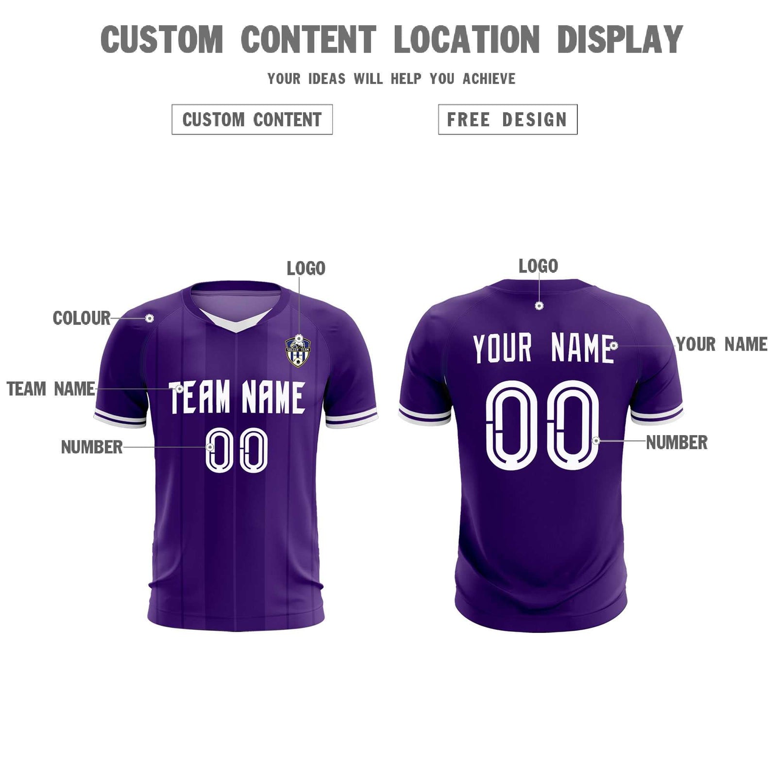 Custom Purple Classic Striped Personalized Soccer Tops/Sets Jersey