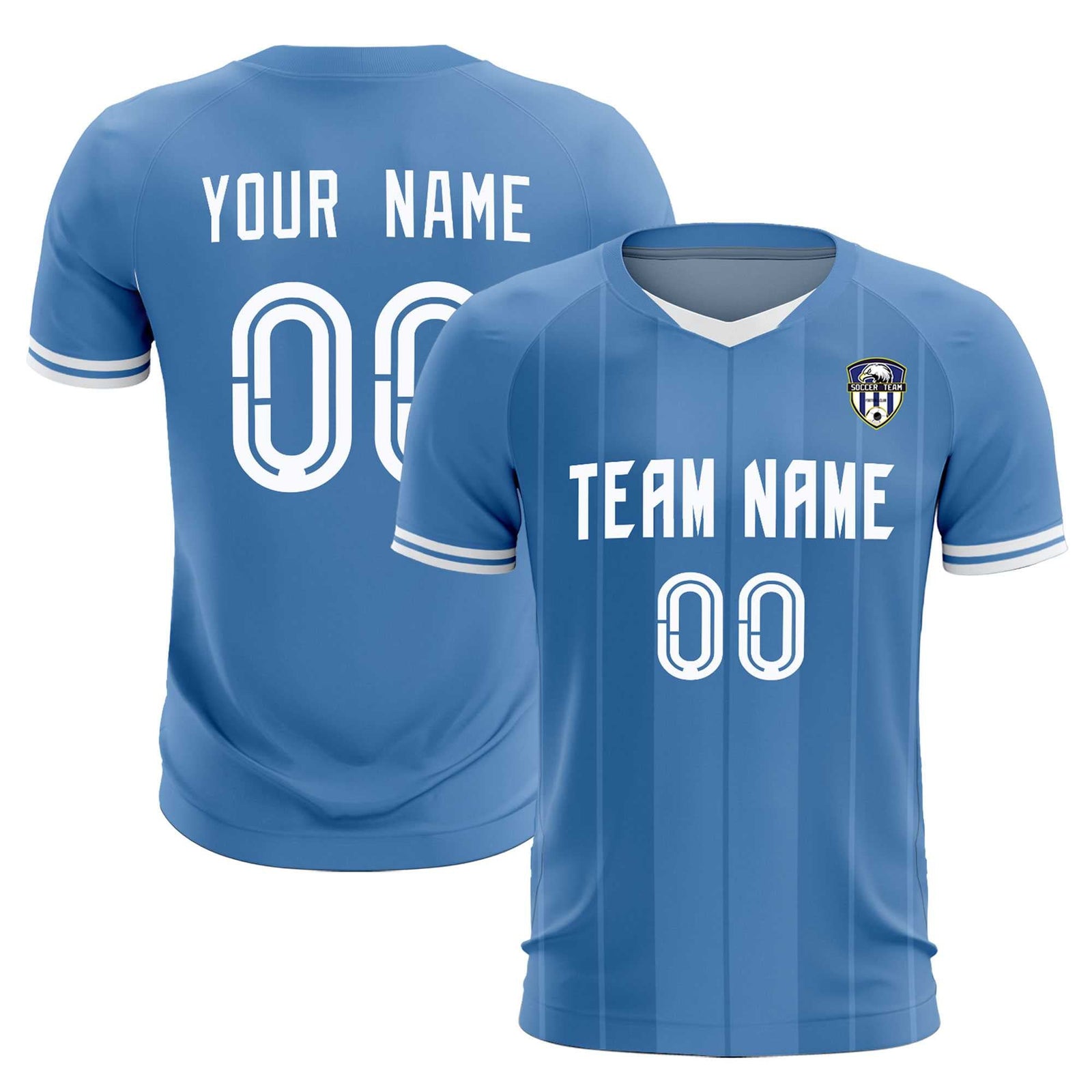 Custom Light Blue Classic Striped Personalized Soccer Tops/Sets Jersey