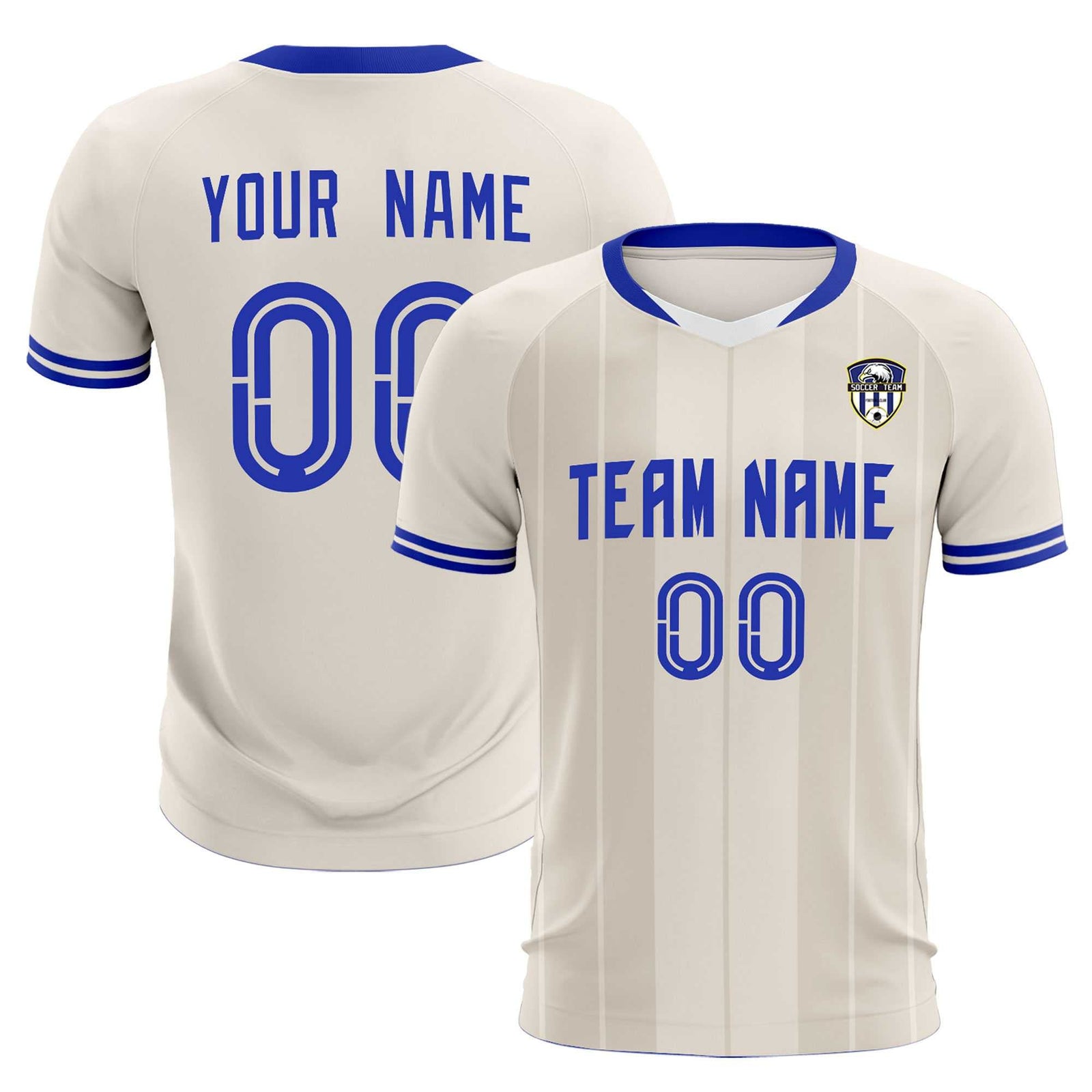 Custom Cream Classic Striped Personalized Soccer Tops/Sets Jersey