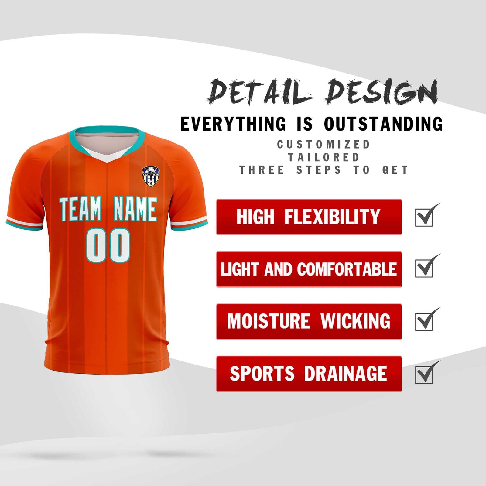 Custom Orange Classic Striped Personalized Soccer Tops/Sets Jersey
