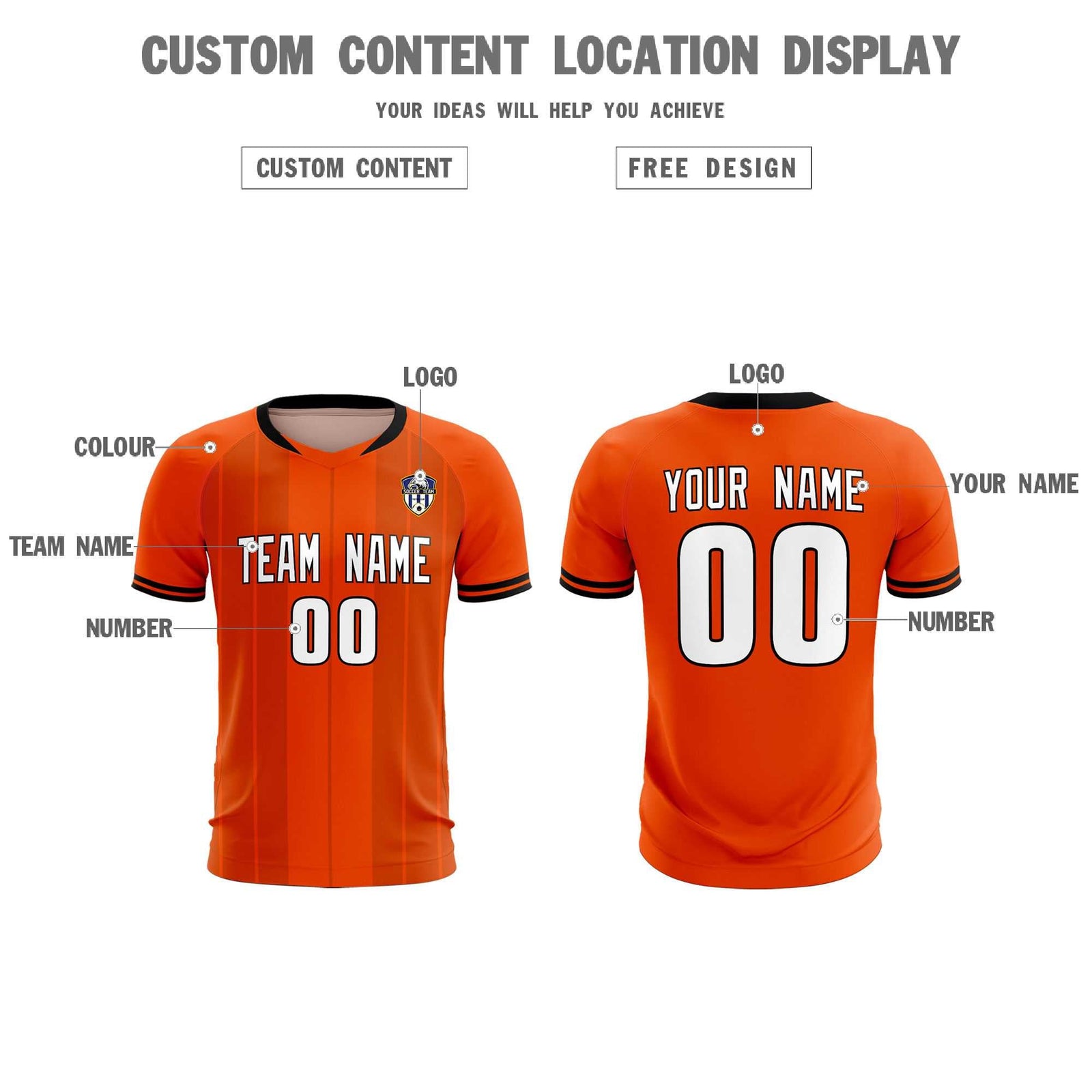 Custom Orange Classic Striped Personalized Soccer Tops/Sets Jersey