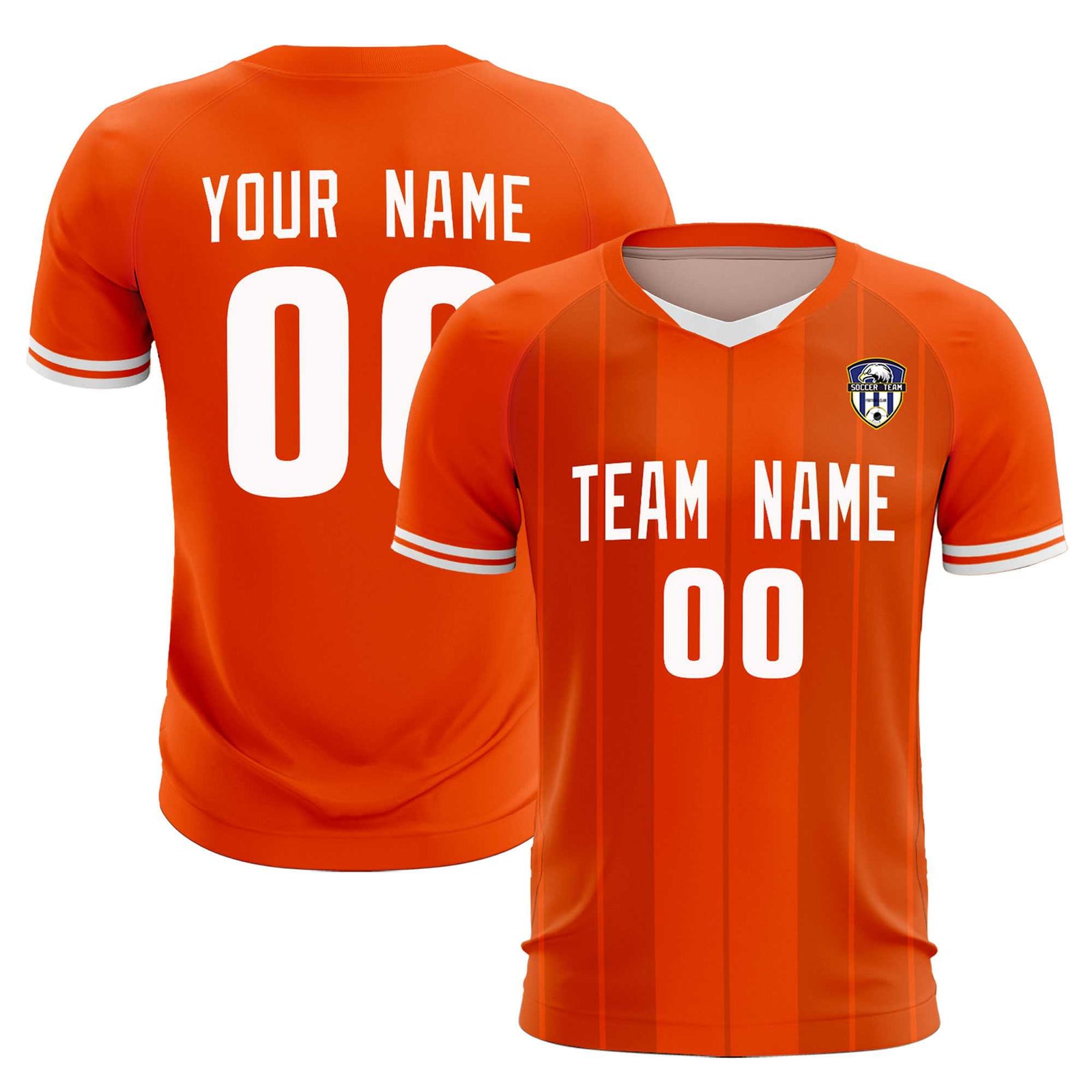 Custom Orange Classic Striped Personalized Soccer Tops/Sets Jersey