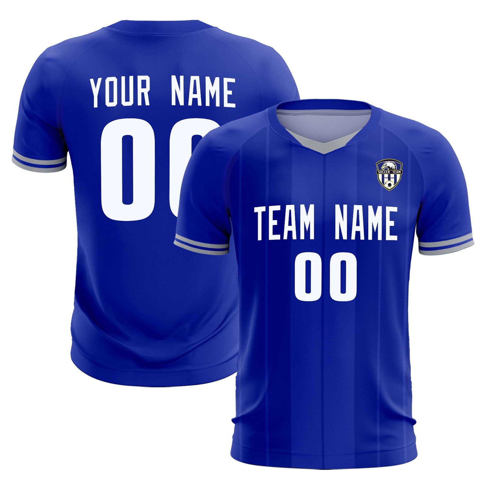 Custom Royal Classic Striped Personalized Soccer Tops/Sets Jersey