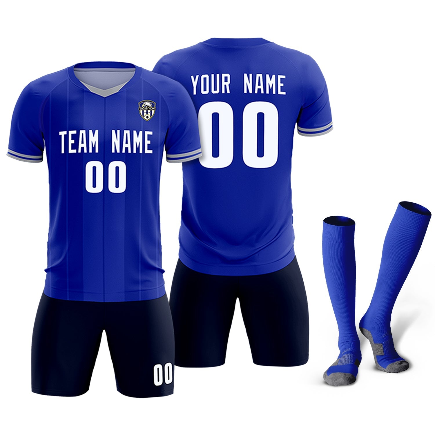 Custom Royal Classic Striped Personalized Soccer Tops/Sets Jersey