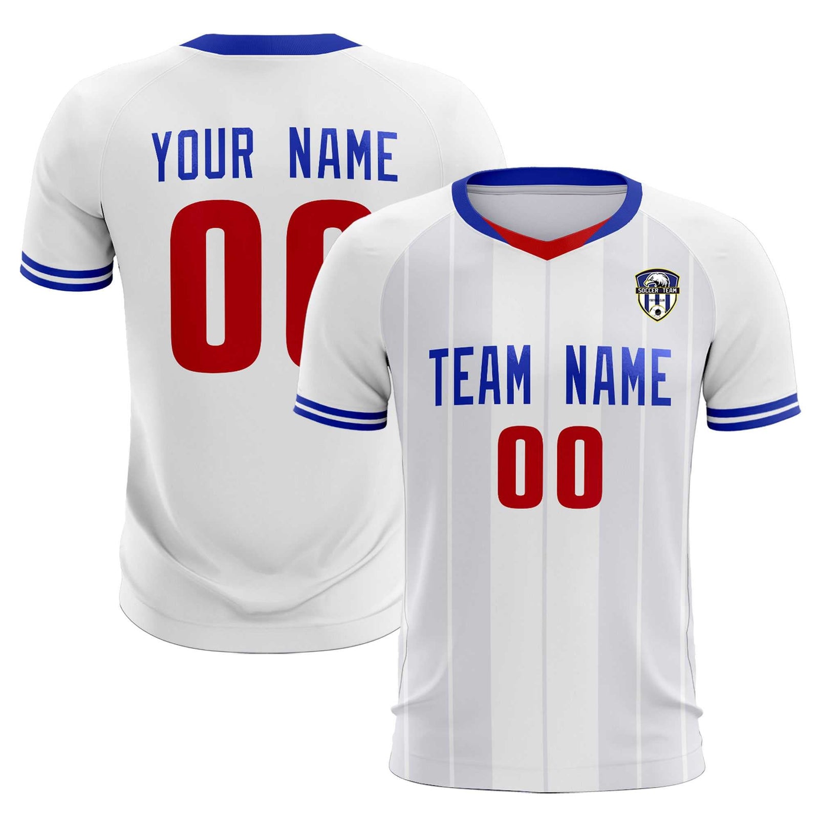 Custom White Classic Striped Personalized Soccer Tops/Sets Jersey