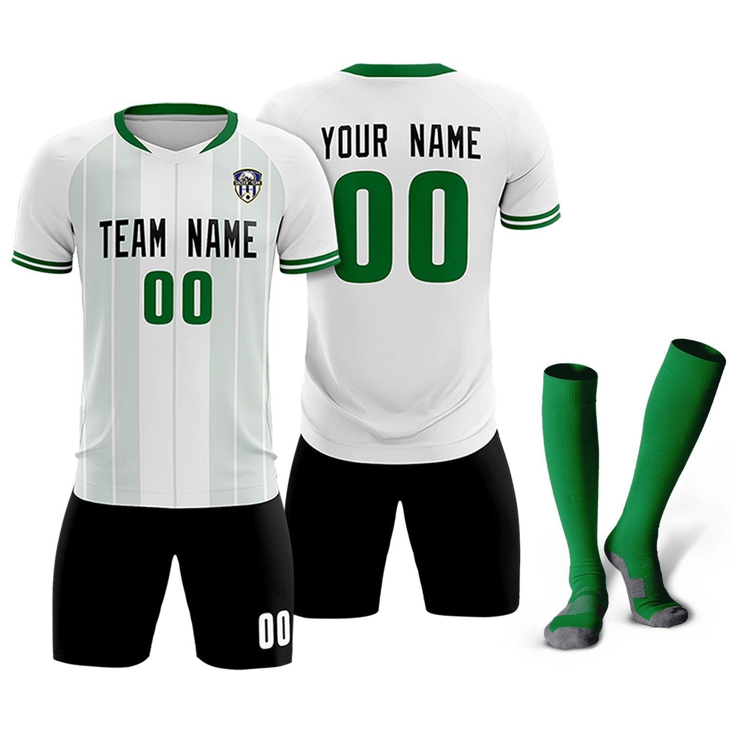 Custom White Classic Striped Personalized Soccer Tops/Sets Jersey