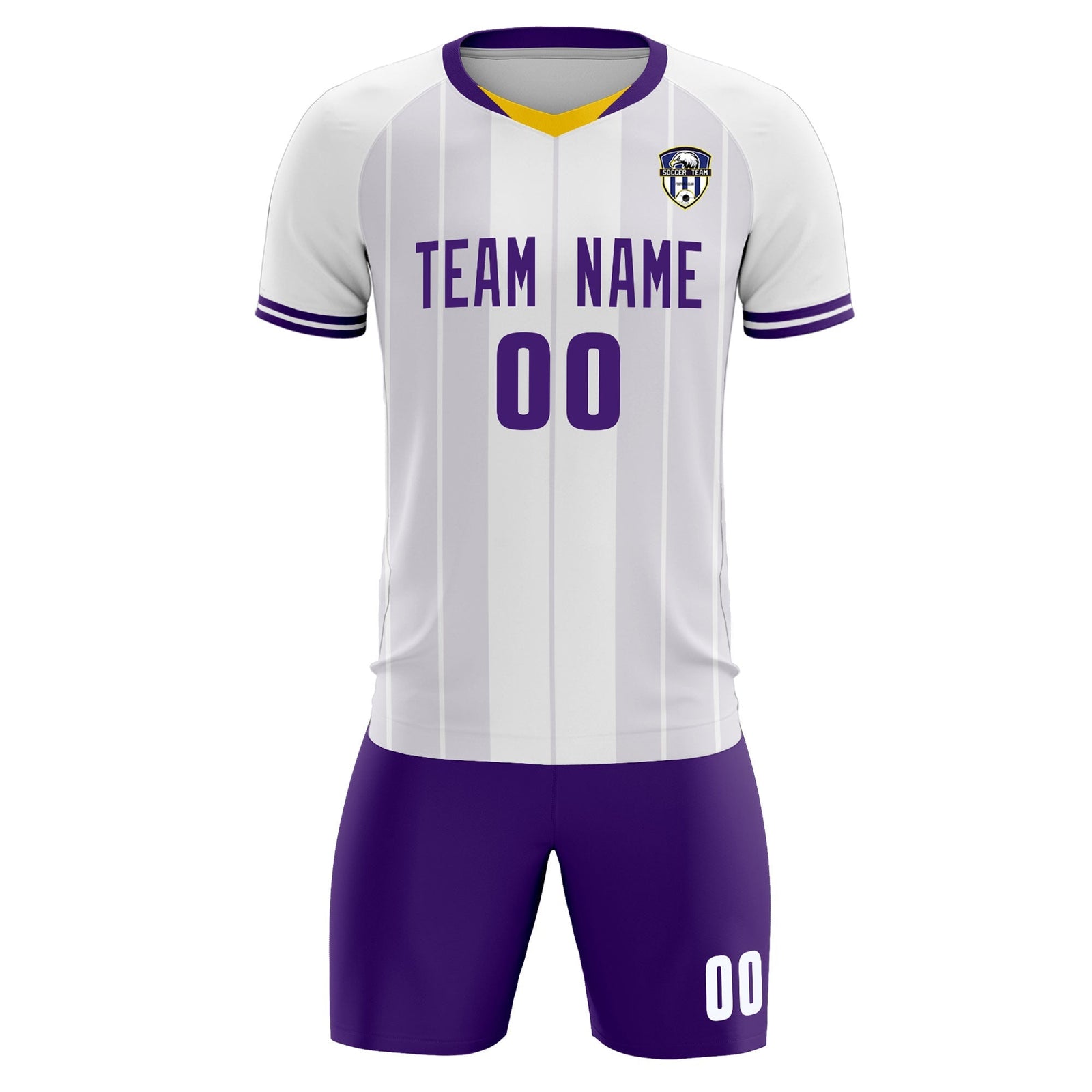 Custom White Classic Striped Personalized Soccer Tops/Sets Jersey
