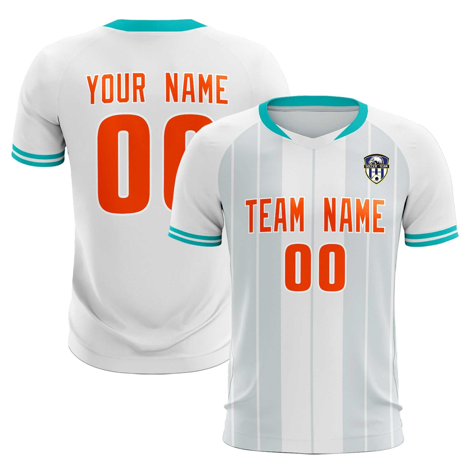 Custom White Classic Striped Personalized Soccer Tops/Sets Jersey