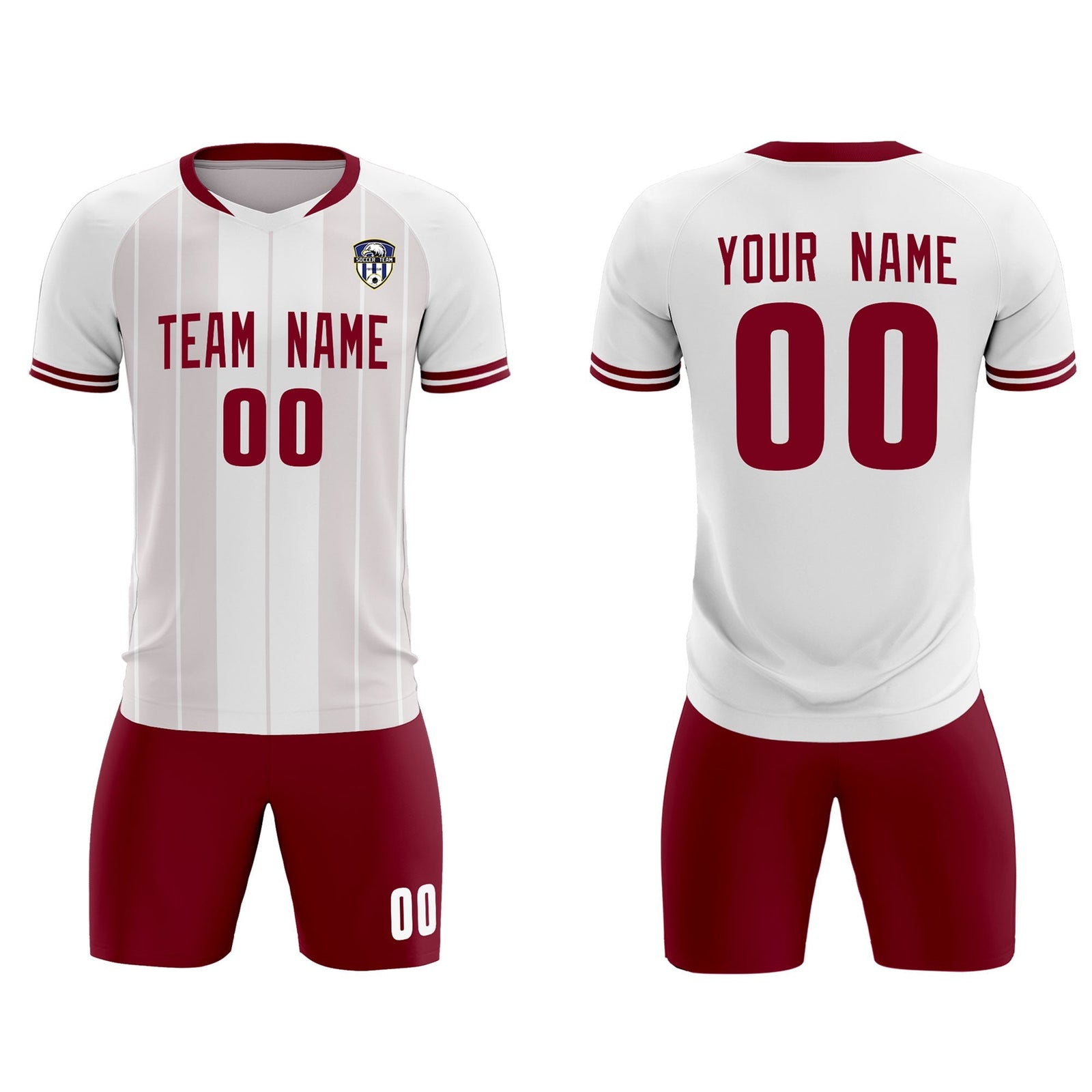 Custom White Classic Striped Personalized Soccer Tops/Sets Jersey