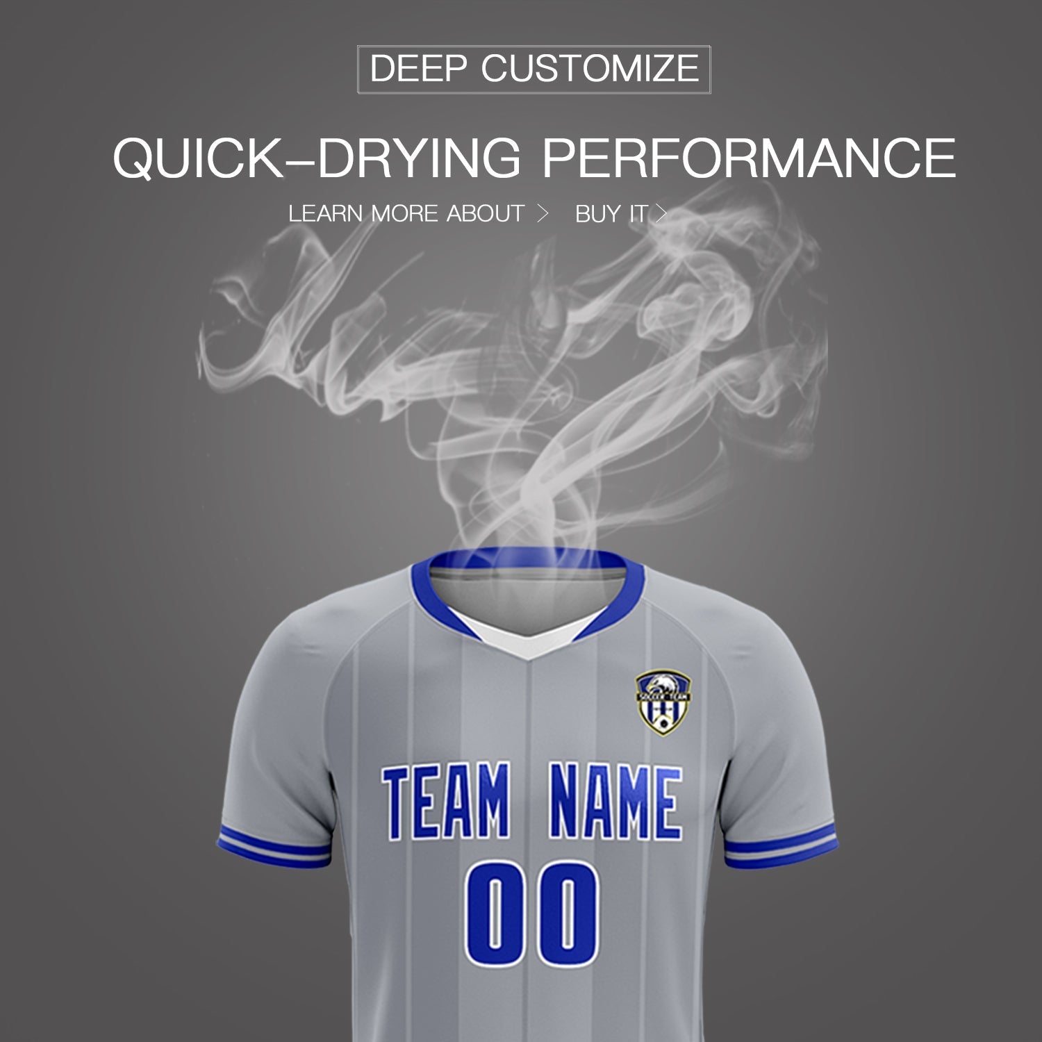 Custom Gray Classic Striped Personalized Soccer Tops/Sets Jersey