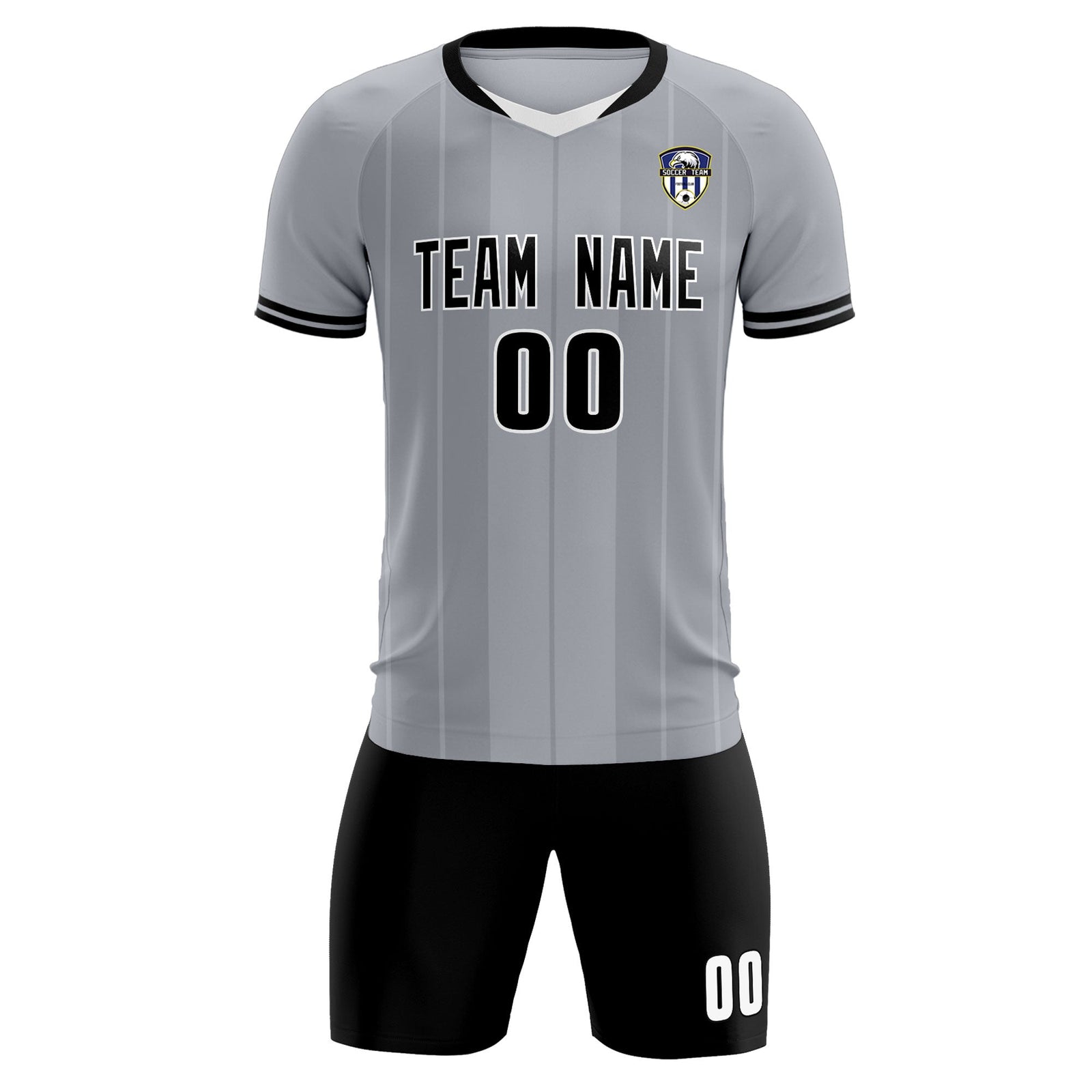 Custom Gray Classic Striped Personalized Soccer Tops/Sets Jersey