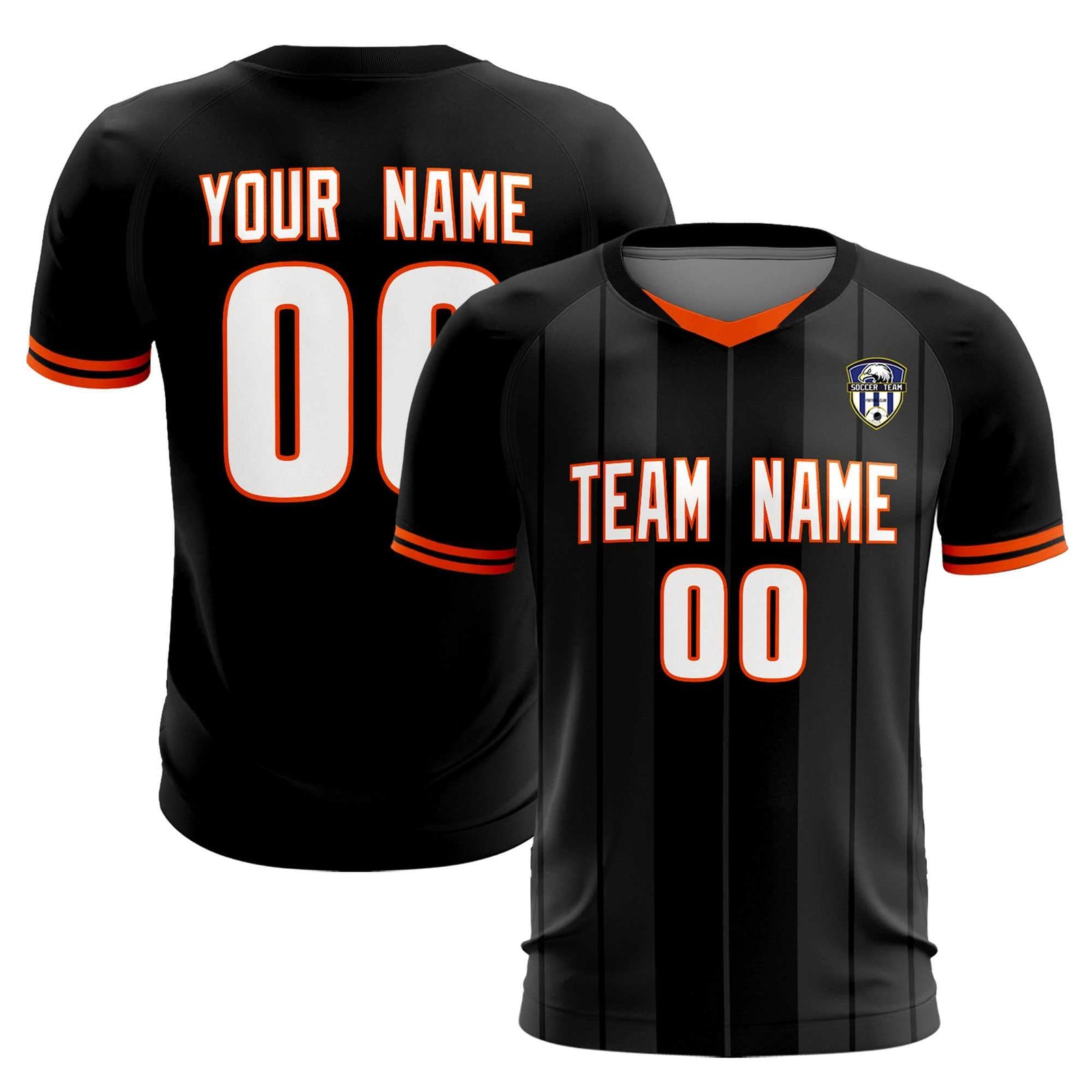 Custom Black Classic Striped Personalized Soccer Tops/Sets Jersey