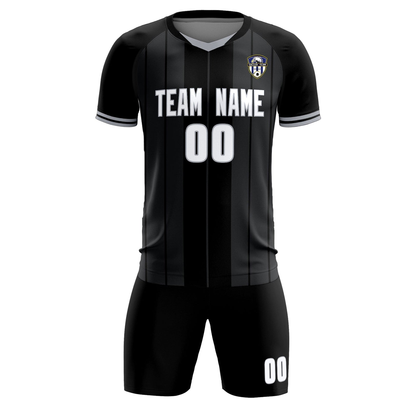 Custom Black Classic Striped Personalized Soccer Tops/Sets Jersey