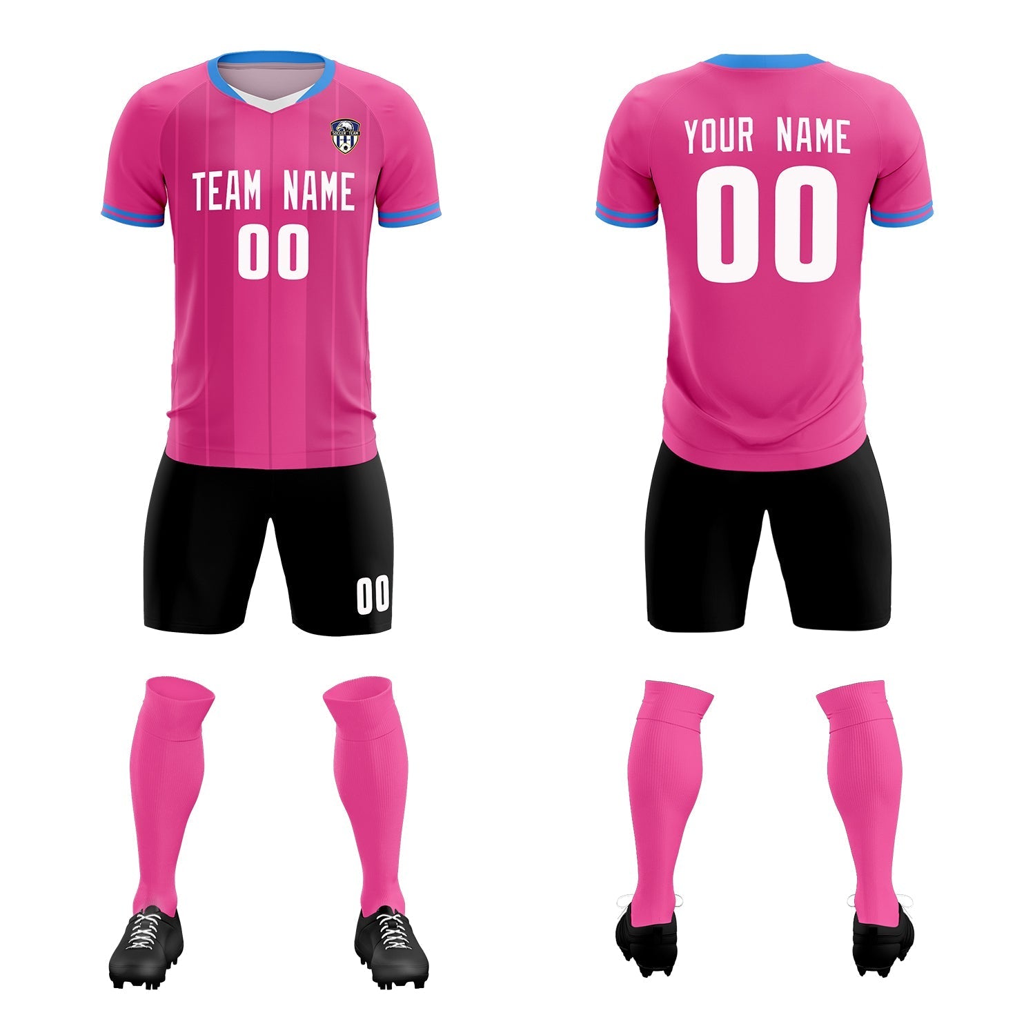 Custom Pink Classic Striped Personalized Soccer Tops/Sets Jersey