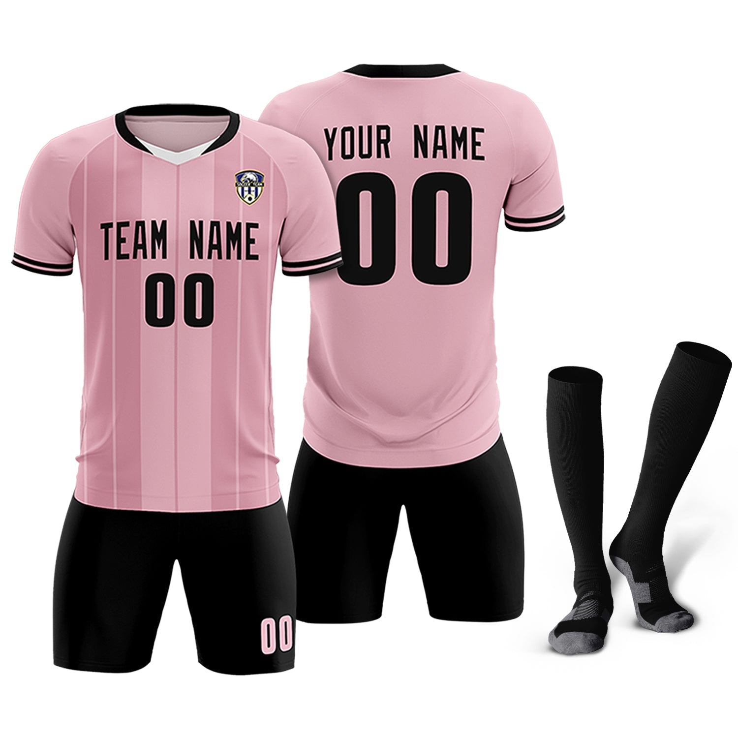 Custom Light Pink Classic Striped Personalized Soccer Tops/Sets Jersey