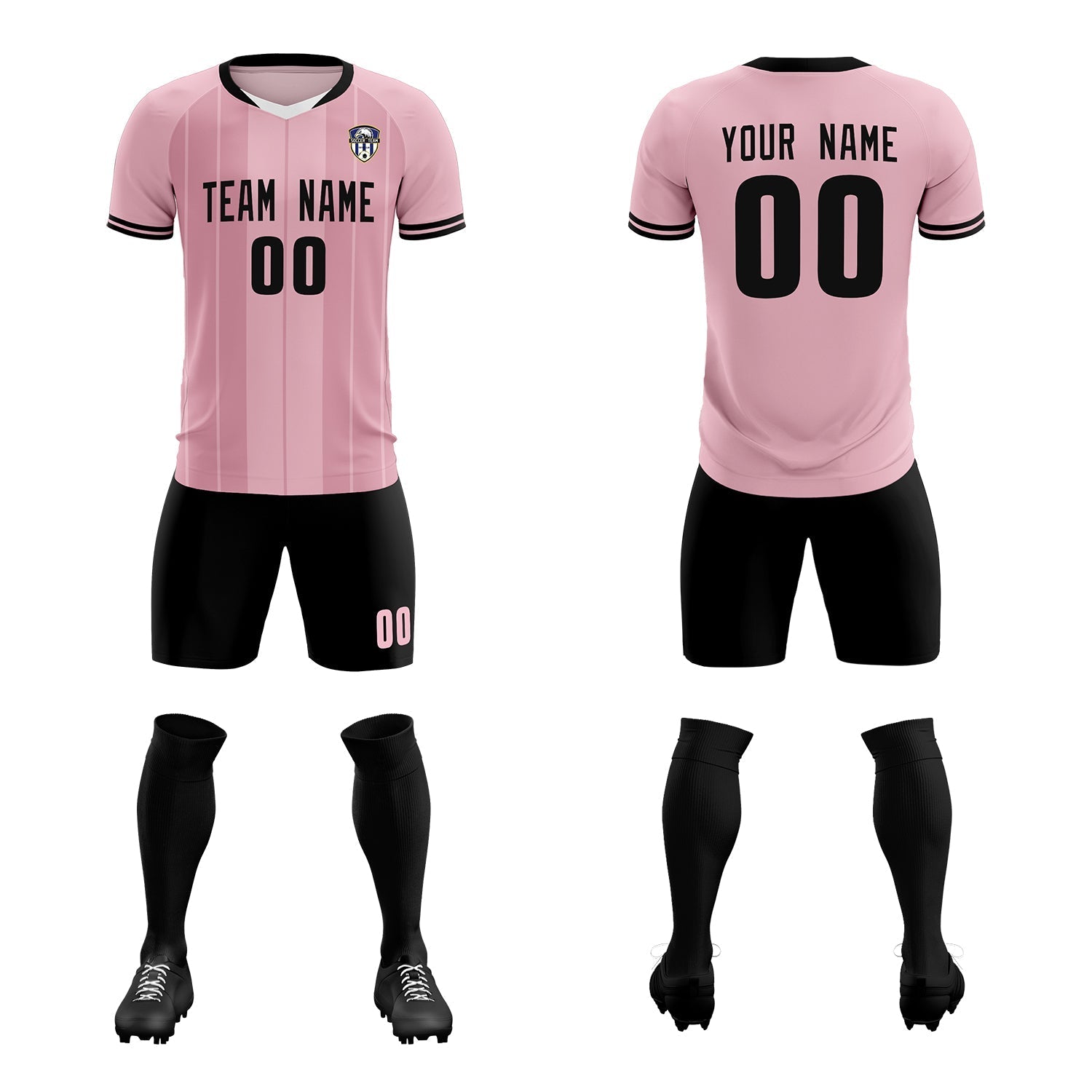 Custom Light Pink Classic Striped Personalized Soccer Tops/Sets Jersey