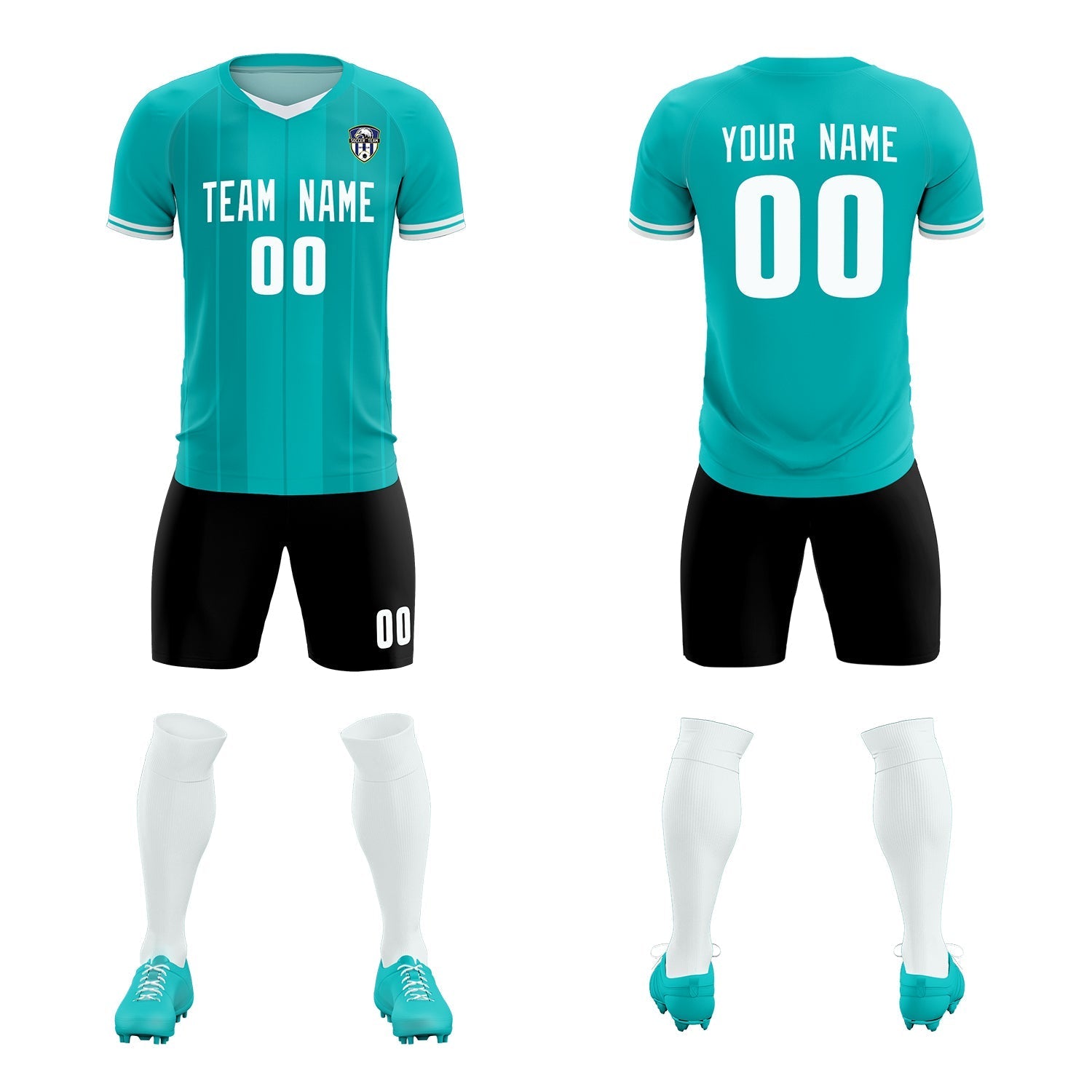 Custom Green Classic Striped Personalized Soccer Tops/Sets Jersey