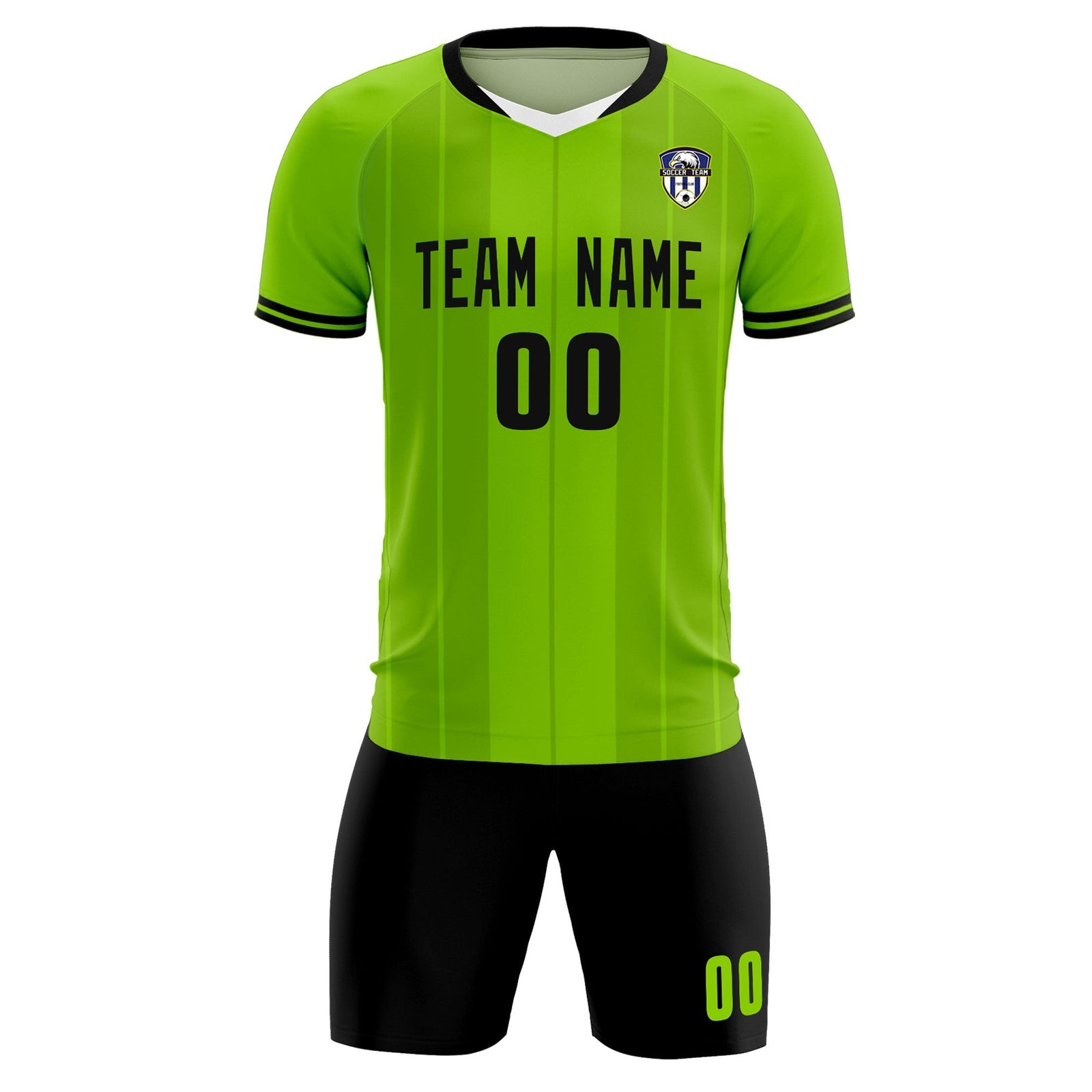 Custom Neon Green Classic Striped Personalized Soccer Tops/Sets Jersey