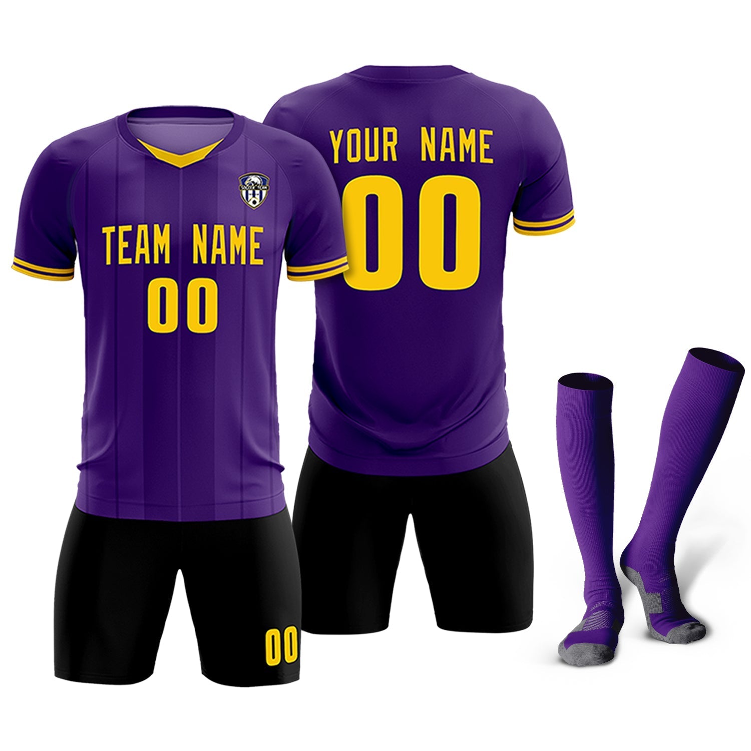 Custom Purple Classic Striped Personalized Soccer Tops/Sets Jersey