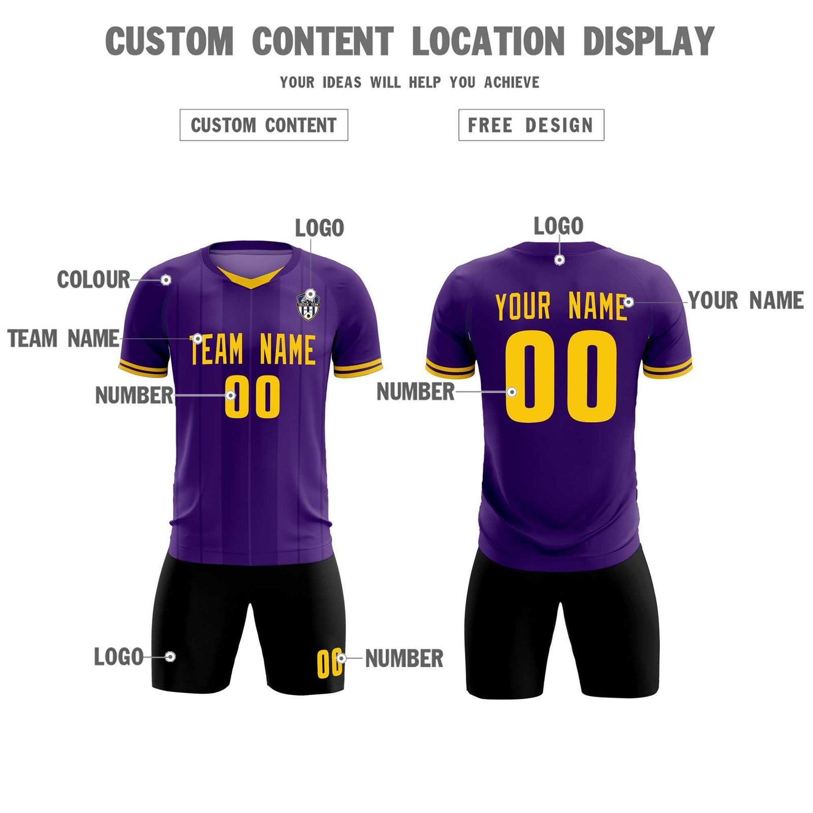Custom Purple Classic Striped Personalized Soccer Tops/Sets Jersey