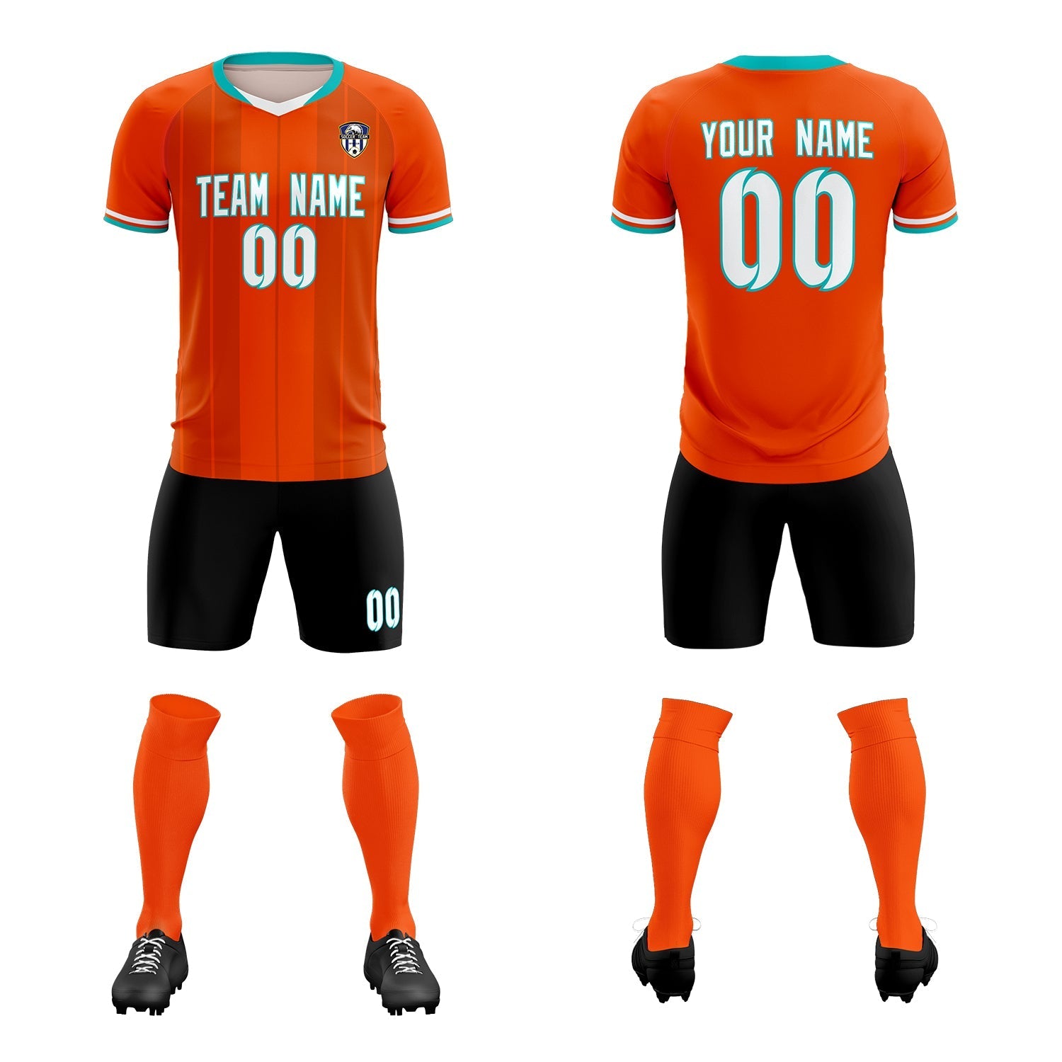 Custom Orange Classic Striped Personalized Soccer Tops/Sets Jersey