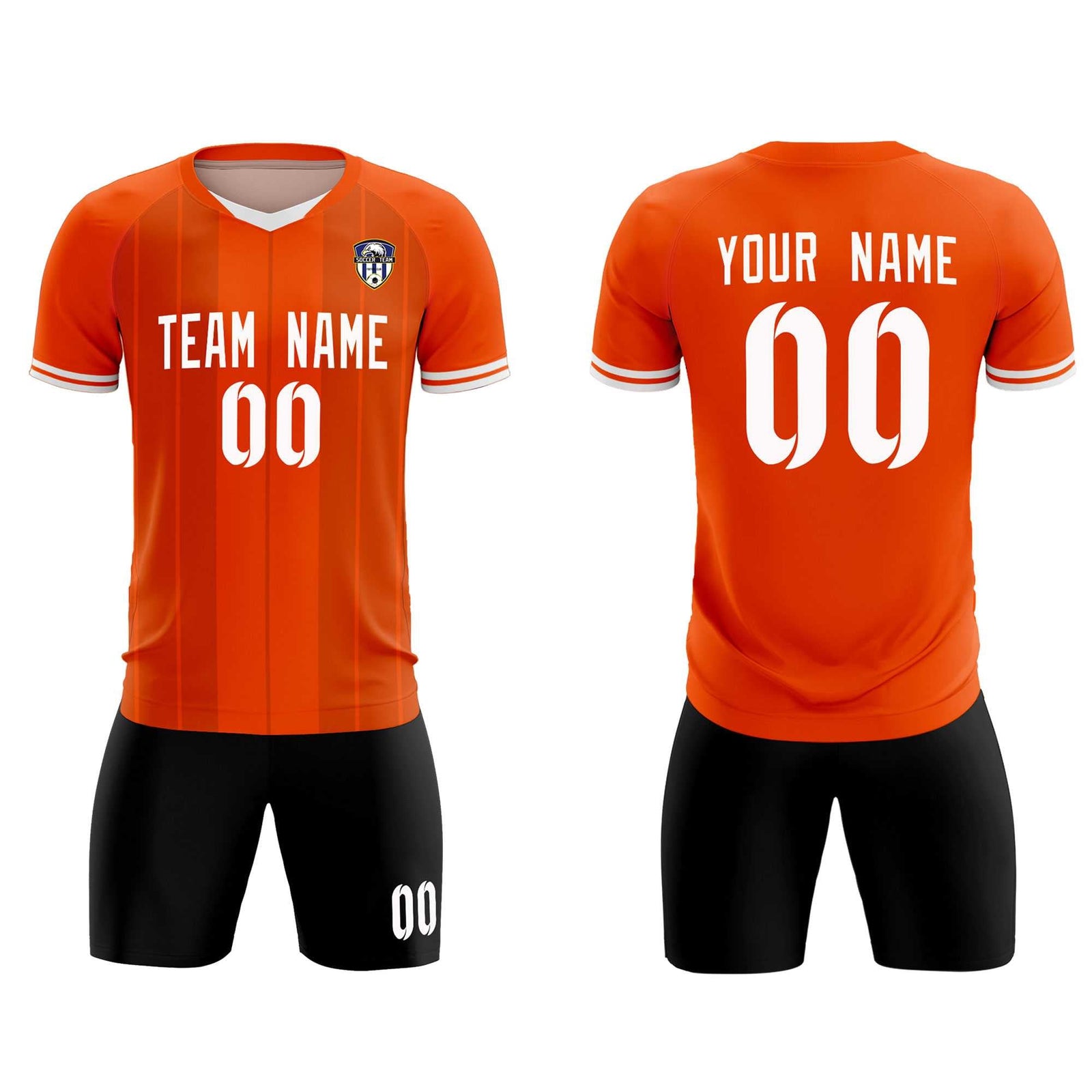 Custom Orange Classic Striped Personalized Soccer Tops/Sets Jersey