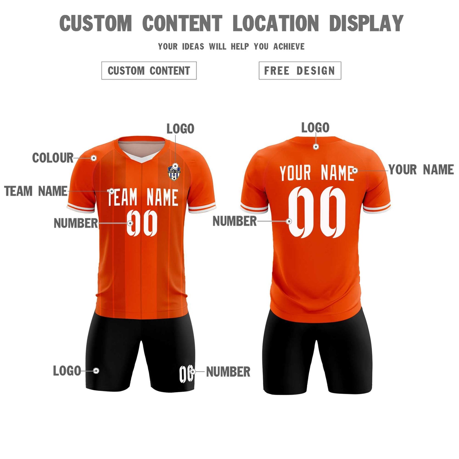Custom Orange Classic Striped Personalized Soccer Tops/Sets Jersey