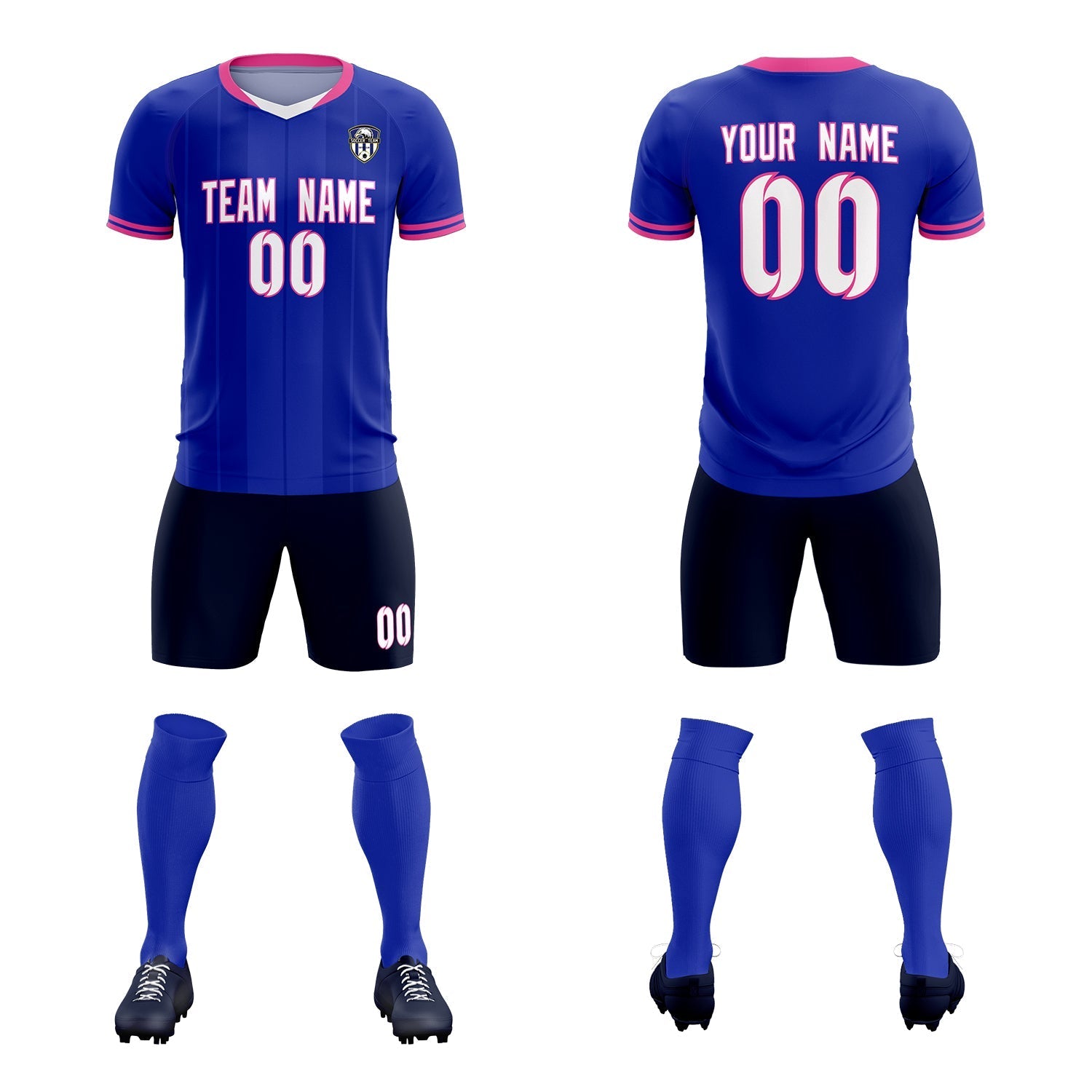 Custom Royal Classic Striped Personalized Soccer Tops/Sets Jersey