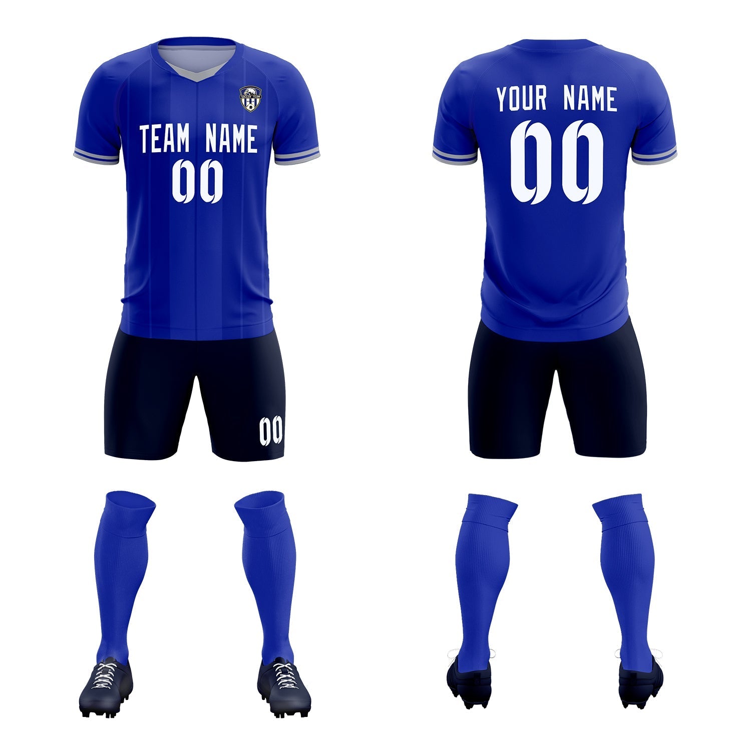 Custom Royal Classic Striped Personalized Soccer Tops/Sets Jersey