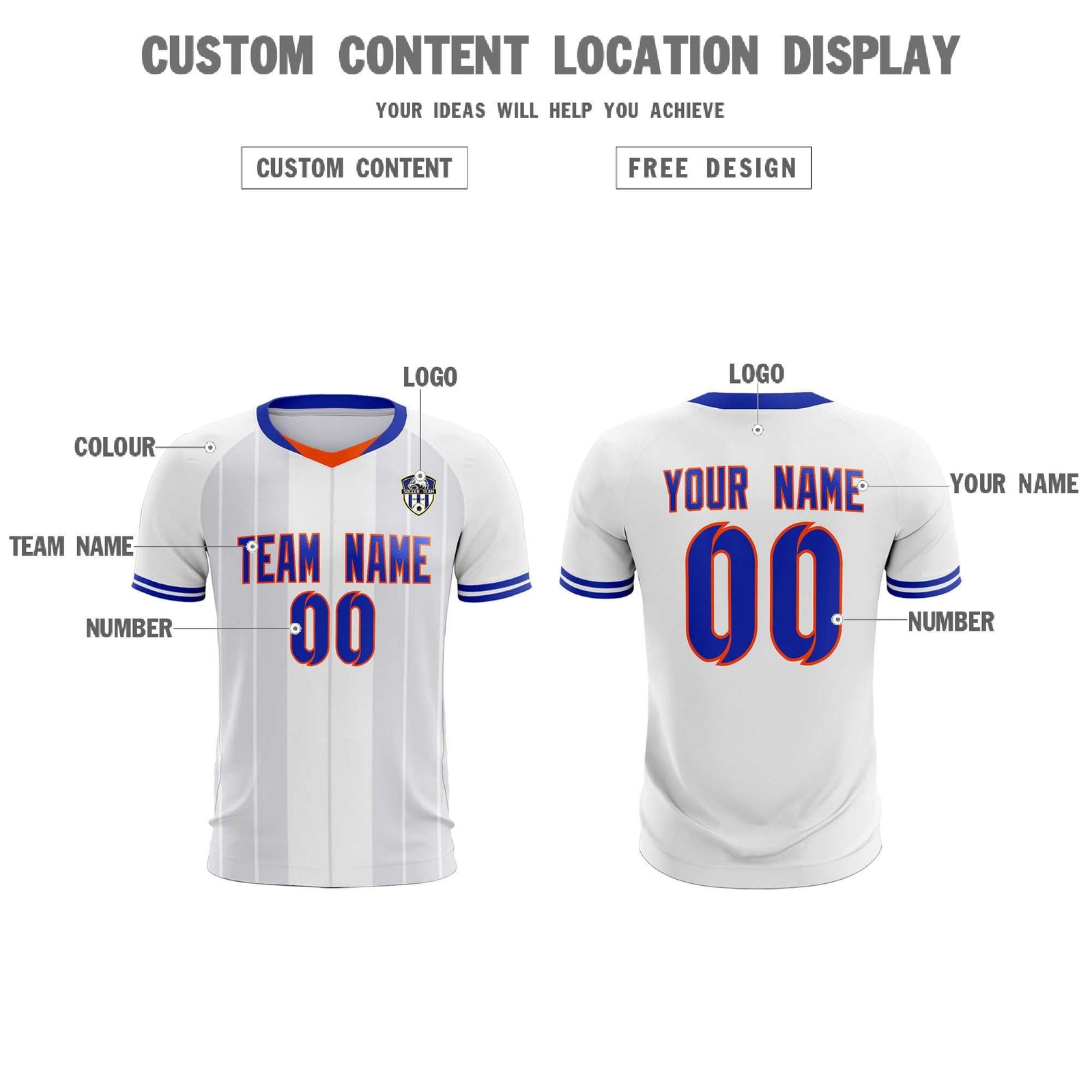 Custom White Classic Striped Personalized Soccer Tops/Sets Jersey