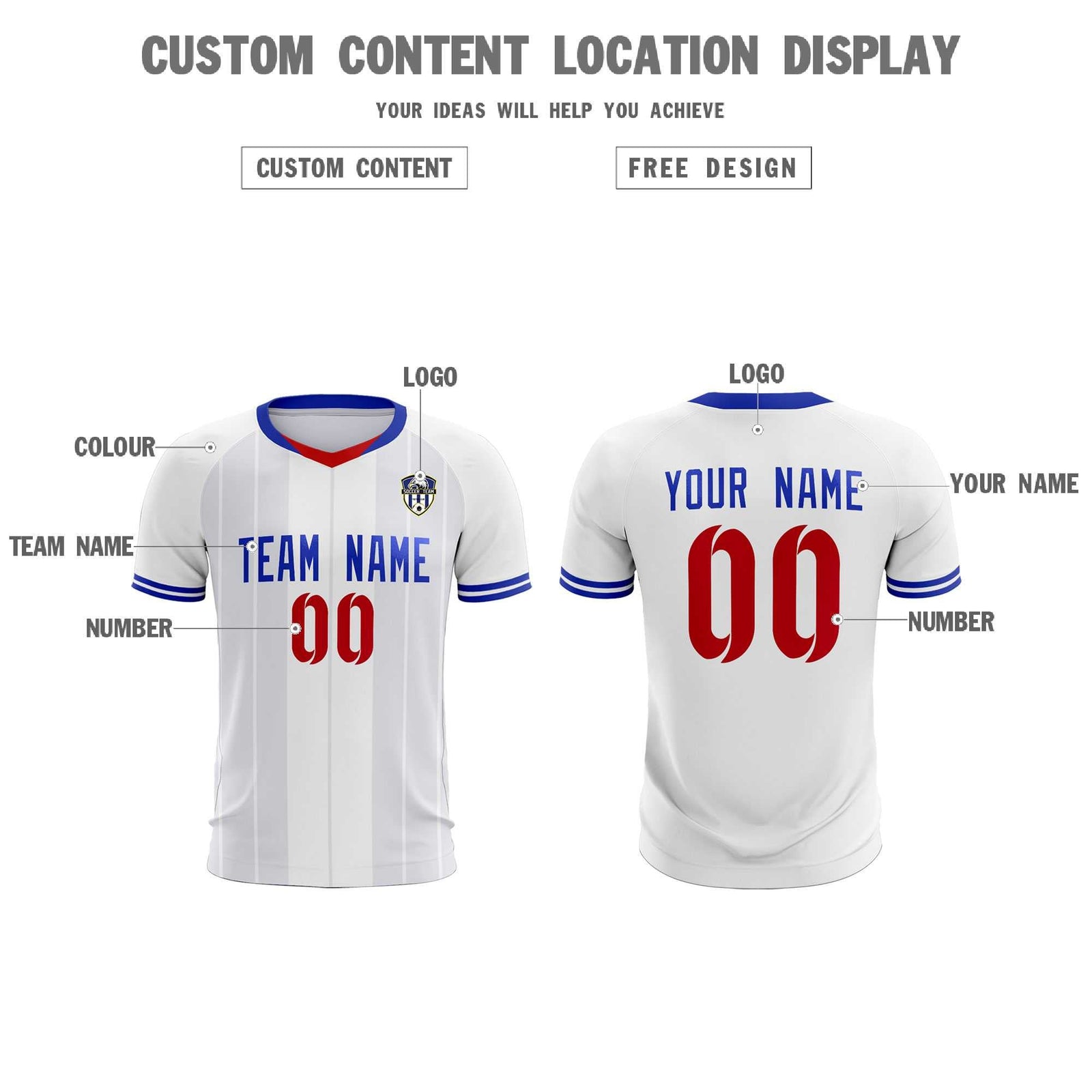 Custom White Classic Striped Personalized Soccer Tops/Sets Jersey