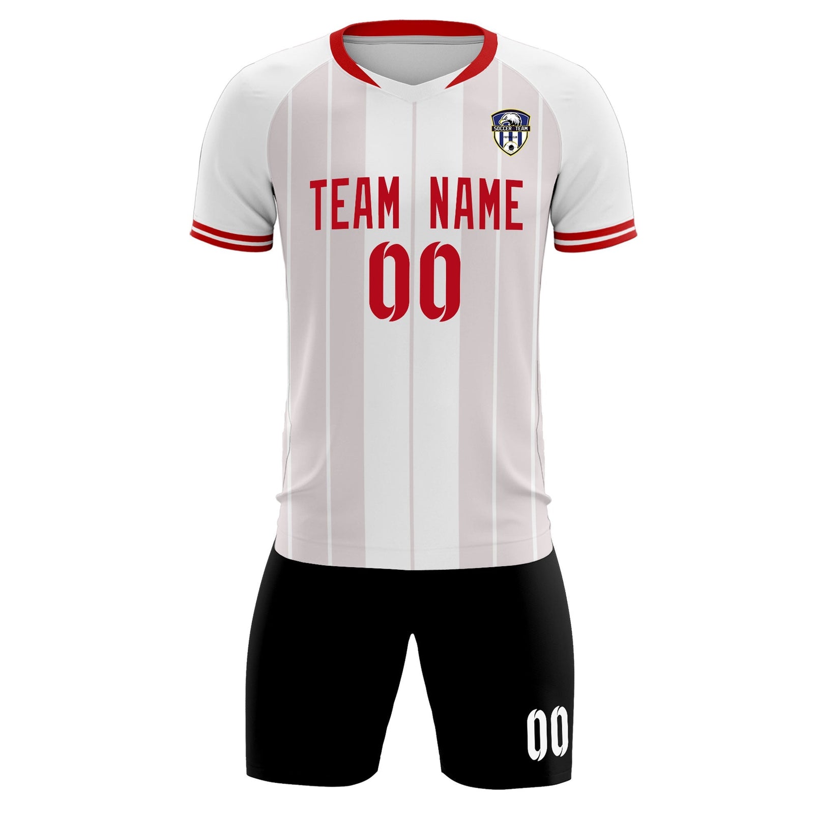 Custom White Classic Striped Personalized Soccer Tops/Sets Jersey