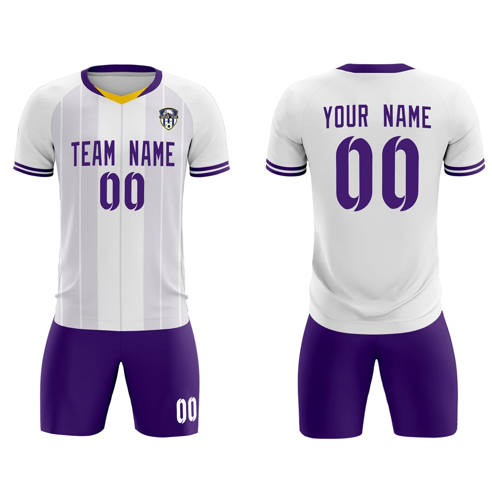 Custom White Classic Striped Personalized Soccer Tops/Sets Jersey