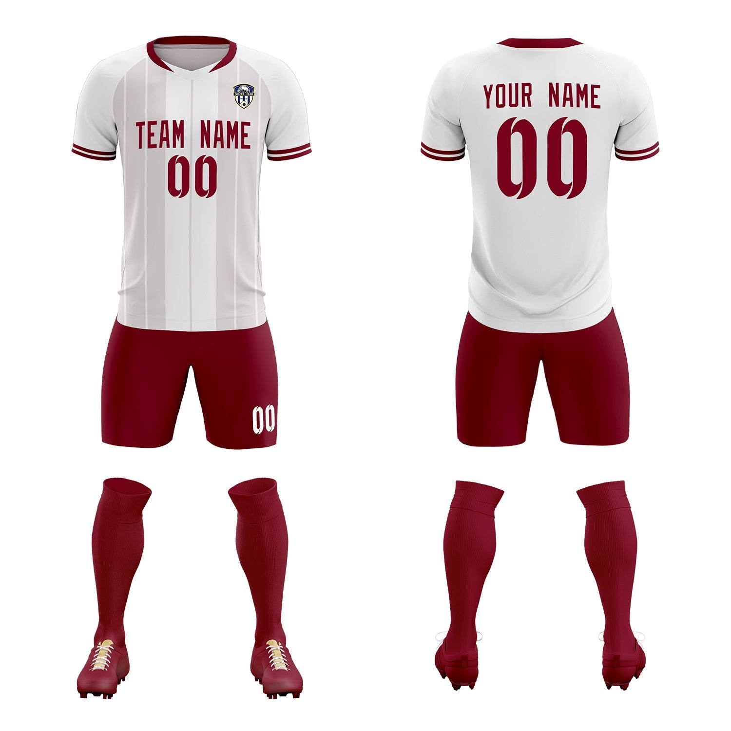 Custom White Classic Striped Personalized Soccer Tops/Sets Jersey