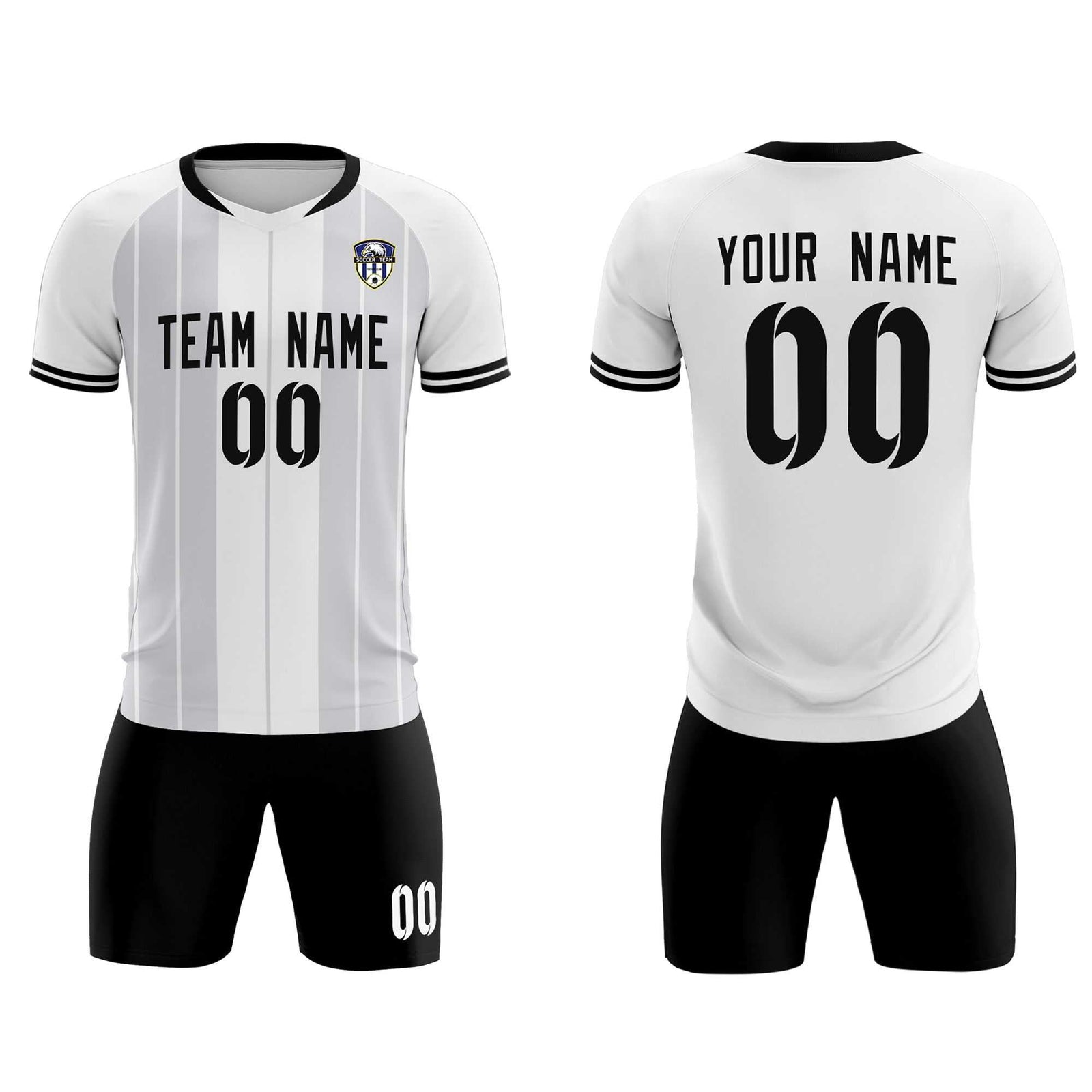 Custom White Classic Striped Personalized Soccer Tops/Sets Jersey
