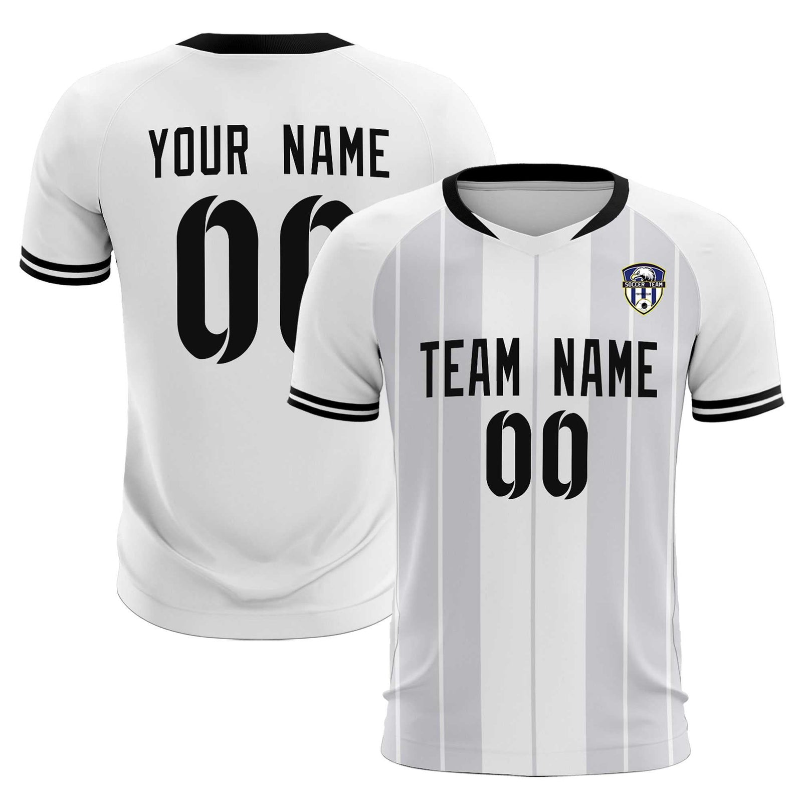 Custom White Classic Striped Personalized Soccer Tops/Sets Jersey