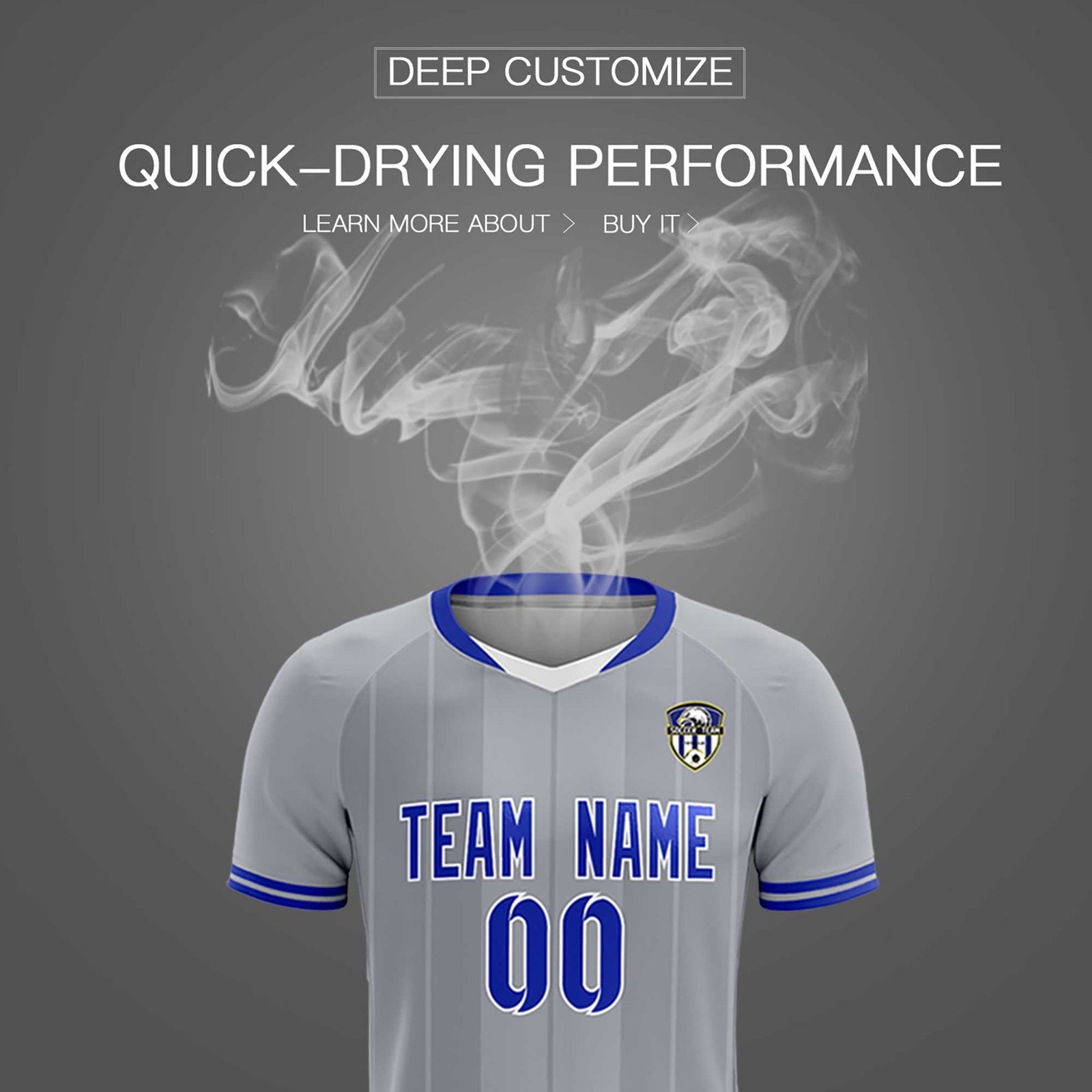 Custom Gray Classic Striped Personalized Soccer Tops/Sets Jersey