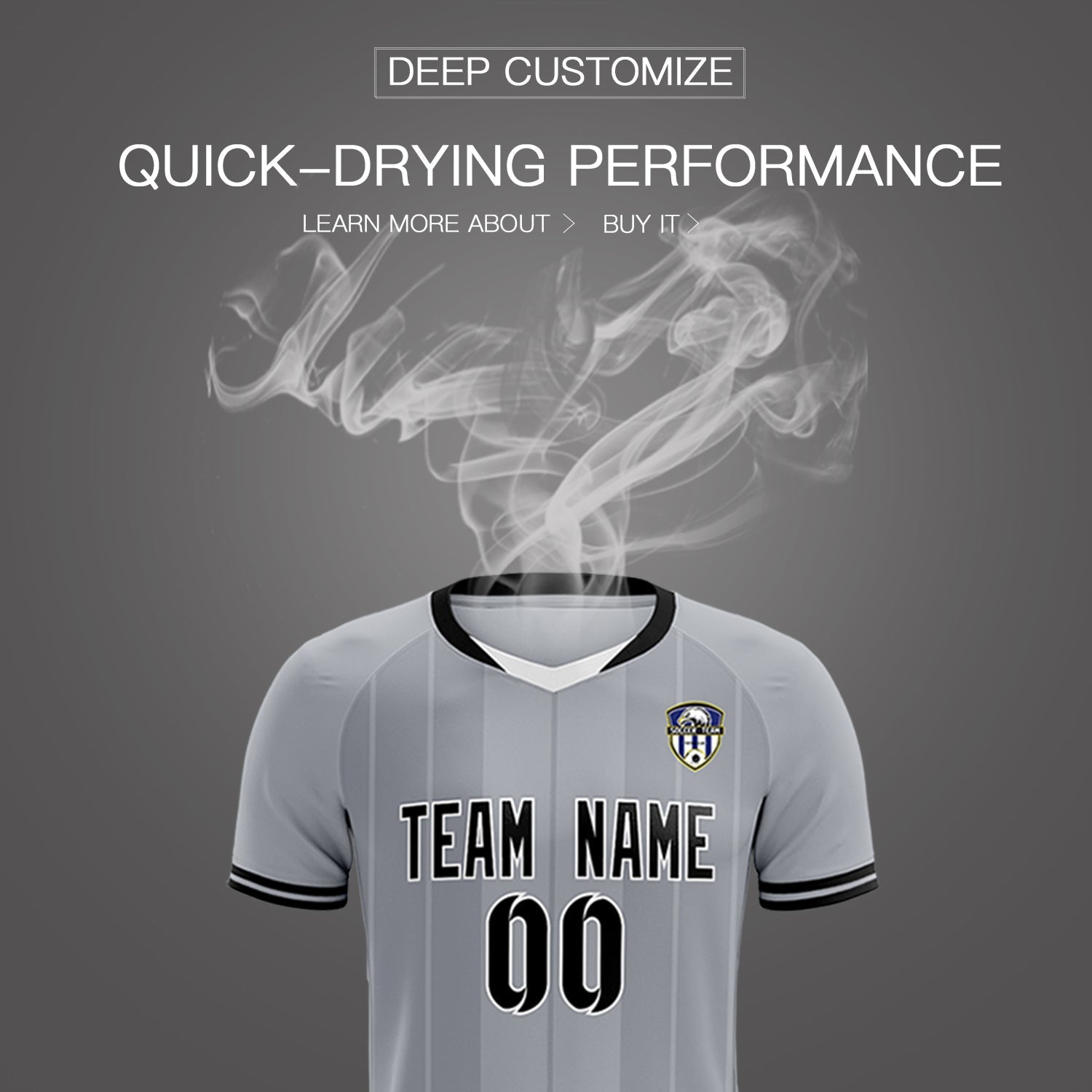 Custom Gray Classic Striped Personalized Soccer Tops/Sets Jersey
